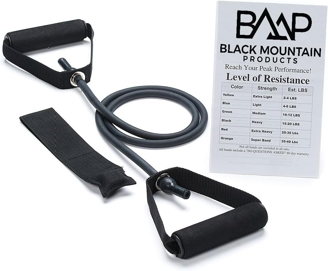 Black Mountain Products Exercise Single Resistance Band with Door Anchor and Starter Guide