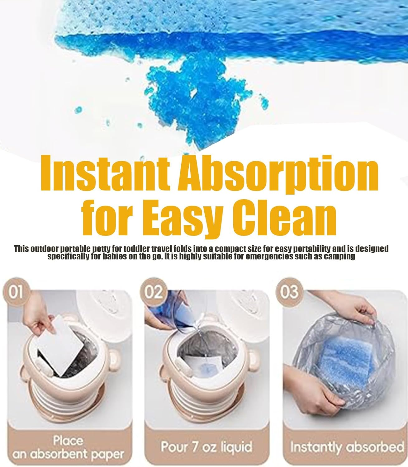 Potty Training Toilet,Foldable Car Potty for Toddler, Portable Toilet Seat for Kids with Toilet Liners, Toilet - Learning Sticker Chart, Toilet - Learning Chart, Disposable Bag, Portable Toilet Seat for Toddler Travel, Camping and Outdoor Use (Khaki) image number 4