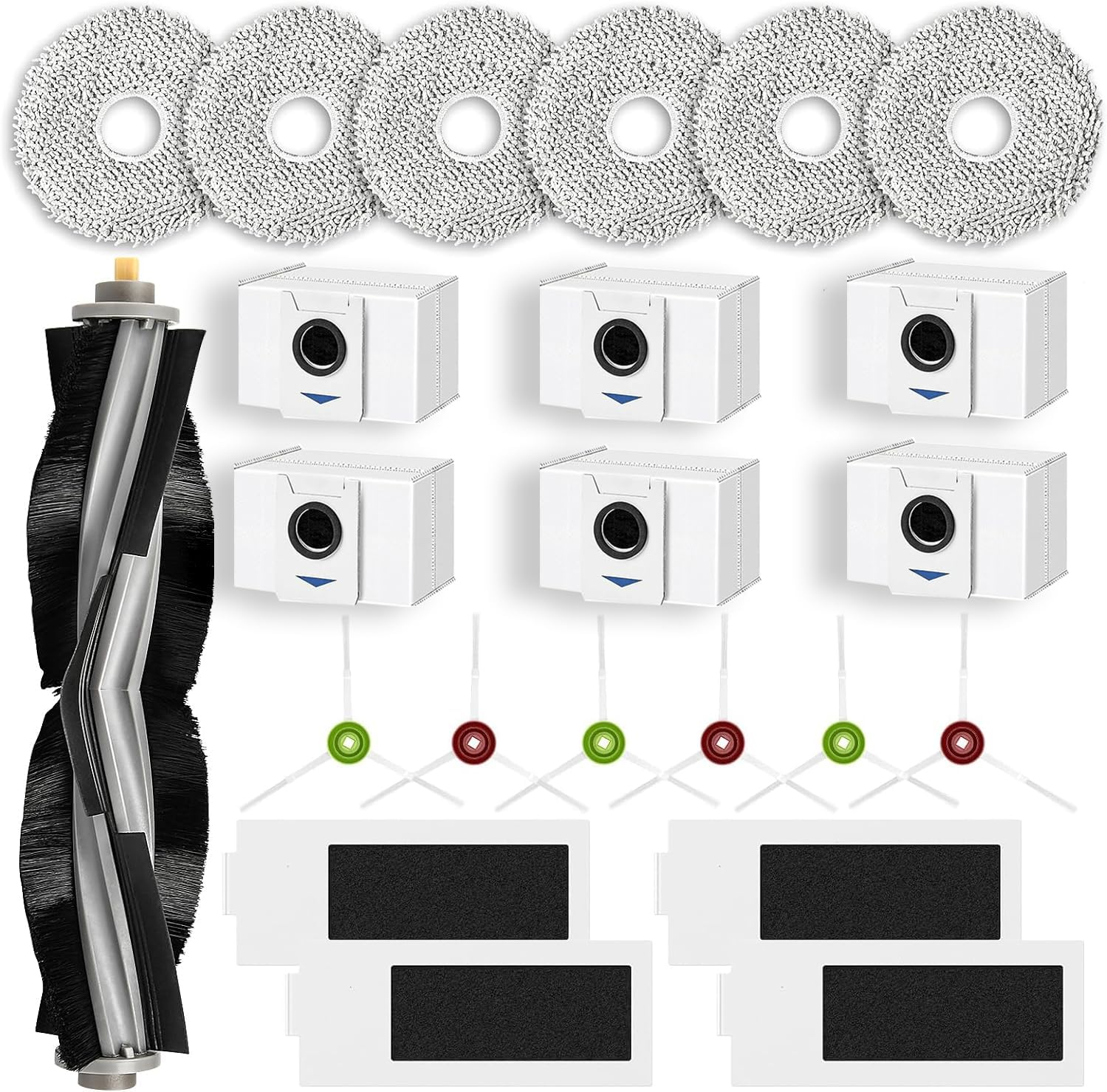 Bibemorol Replacement Parts for ECOVACS Deebot T20 Omni/Max/Pro,Ecovacs T20E T20 Max Vacuum Cleaner Accessories Kit, 1*Main Brush+ 4*Hepa Filters+ 6*Mop Pads+ 6*Vacuum Bags+ 6*Side Brushs image number 2