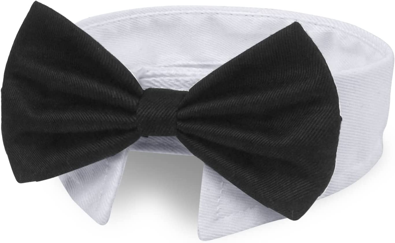 BOROLA Bow Tie Pets Dog Cat Adjustable Formal Collar Neck Tie Tuxedo (Black-S) image number 3