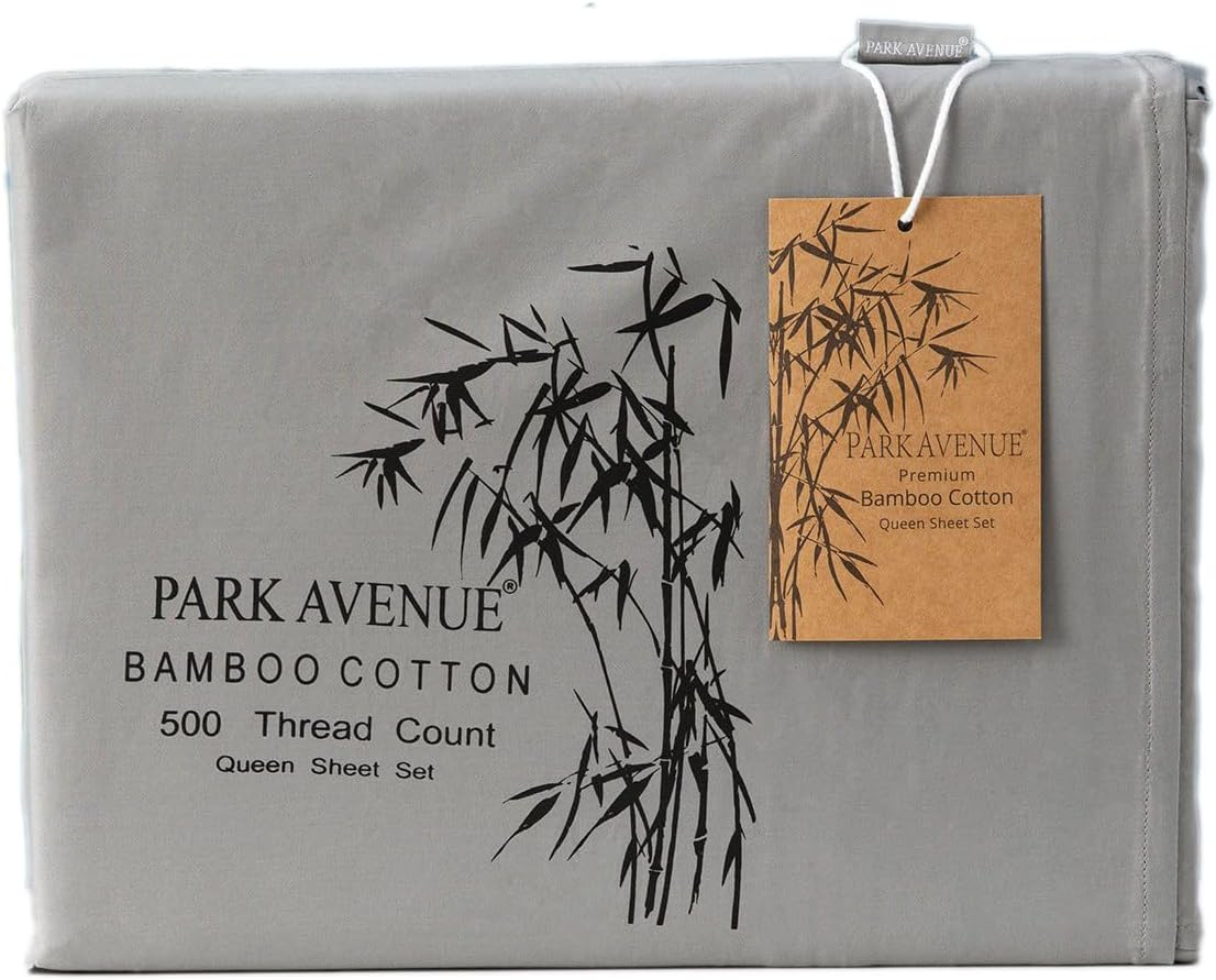 Park Avenue 500 Thread Count Natural Bamboo Cotton Bed Sheet Set, Split King, Pewter image number 2