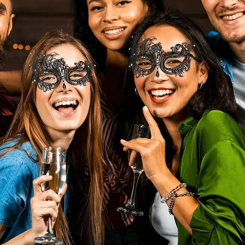 2 Pcs Masquerade Ball Mask for Couples, Venetian Mardi Gras Cosplay Party Masks Prom Ball Christmas Decoration