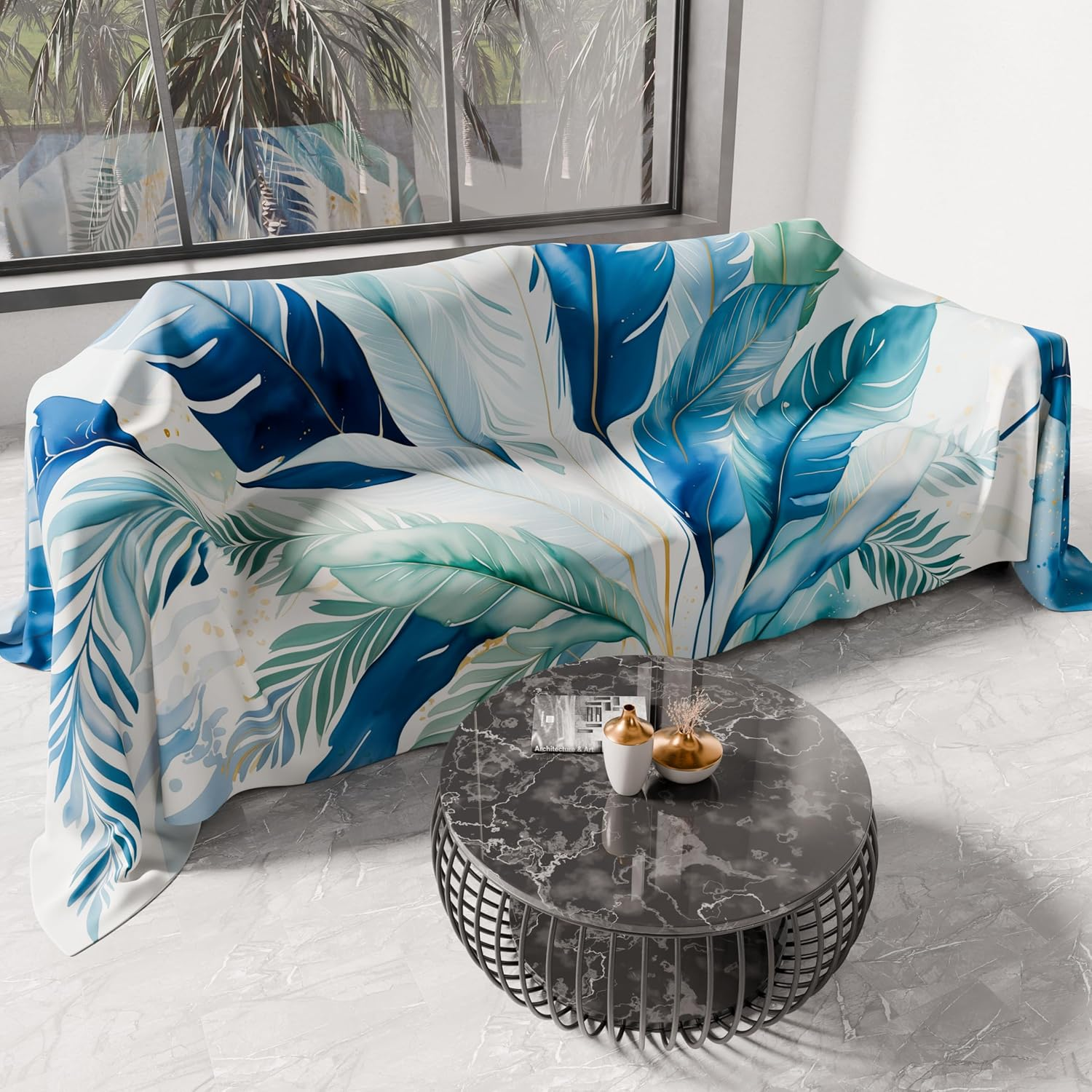 PETTI Artigiani Italiani - Double Bedspread Spring and Summer Lightweight Double Bed Linen Red Palm Tree 100% Made in Italy