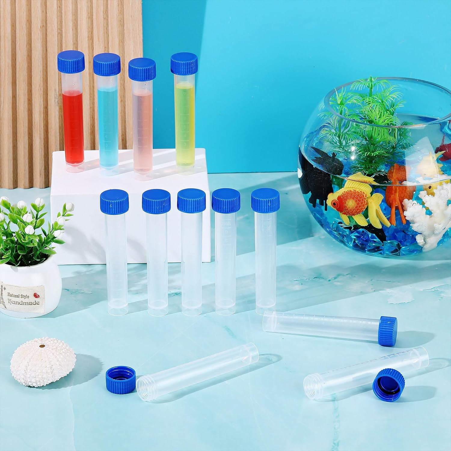 Konohan 12 Pcs Replacement Test Tubes for Aquarium Test Kits, 10Ml Plastic Frozen Self Standing Test Tubes with Scale Line for Aquarium Water Testing image number 3