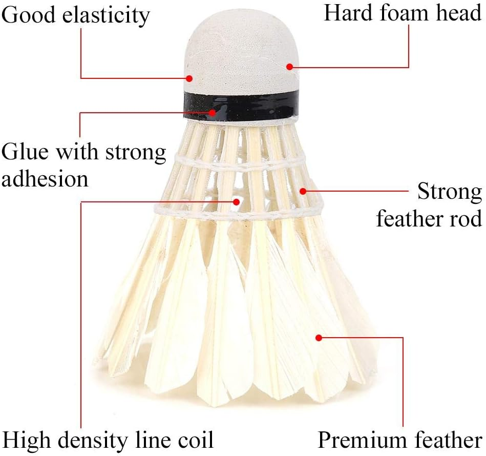 12Pcs/Lot Badminton Balls, White Feather Badminton Balls Shuttlecocks Outdoor Sports Badminton Training Accessory, Sports Equipment image number 5