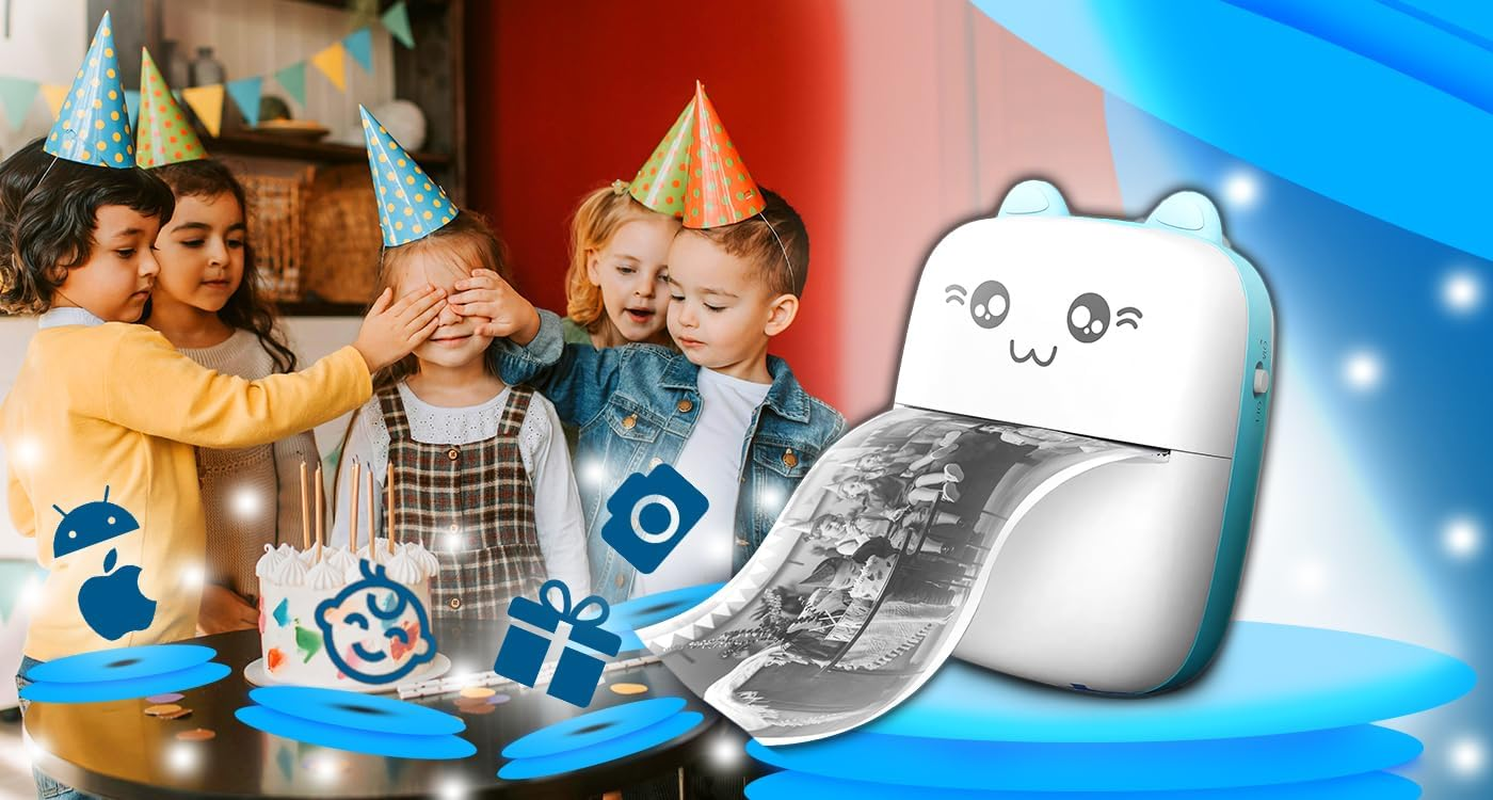 Retoo Mini Printer with 11 Rolls Printer Paper, Mobile Photo Printer, Portable Mini Photo Printer, Wireless Photo Printer, Thermal Printer, Smartphone Bluetooth Printer for List Journal image number 2