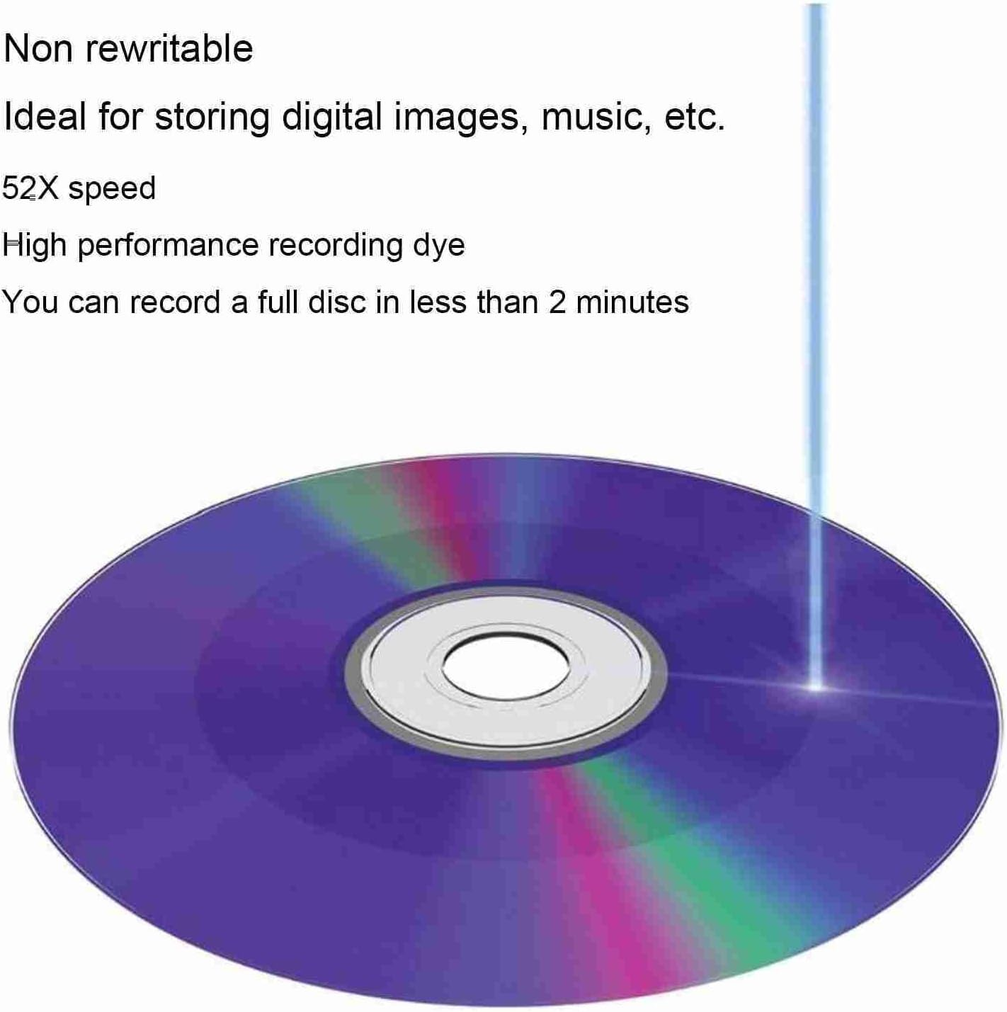 CD R Blank Discs, 52X 730MB Recordable Disc Blank Cds for Storing Digital Images Music Data, Long Term Data Archiving Discs, 175 Songs Storage Capacity, 225 Photos Storage Cds (10PCS) image number 5