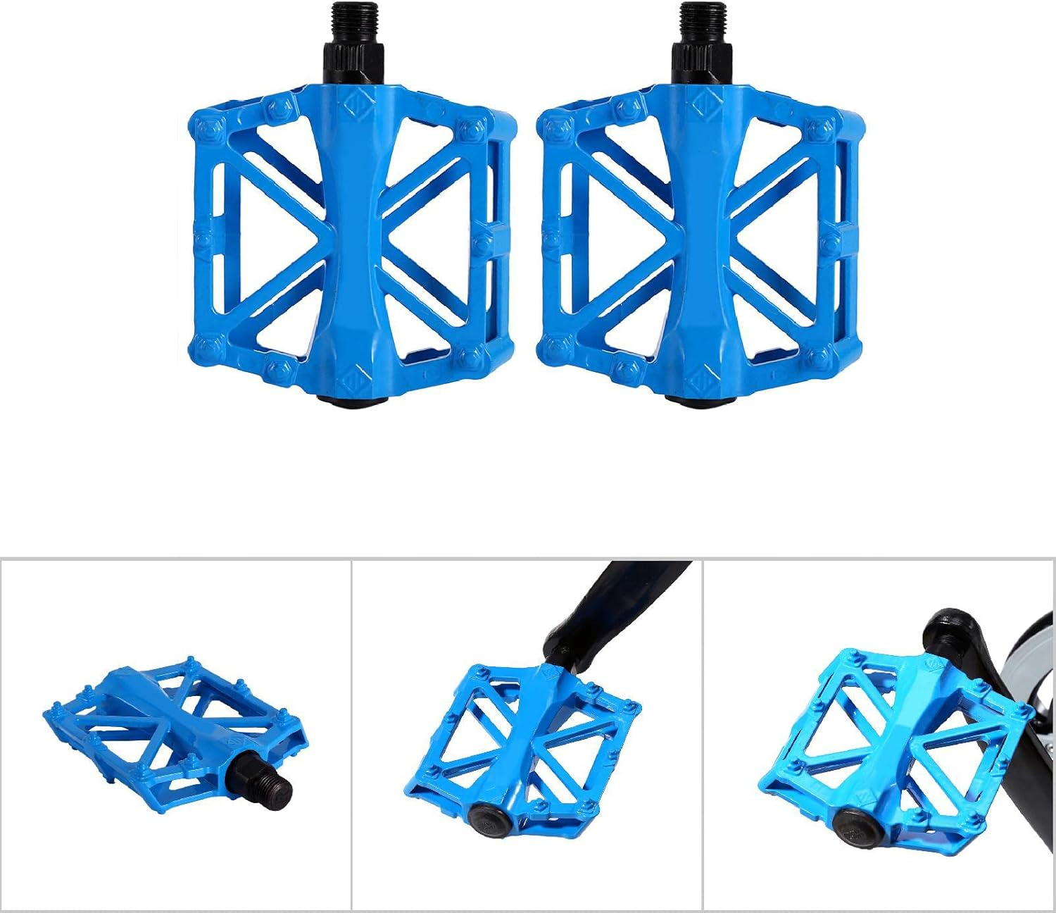 1 Pair Bike Pedals 4.7X 3.7In Aluminium Pedals anti Skid Flat Flat Pedals Platform Bicycle Pedal - Black image number 2