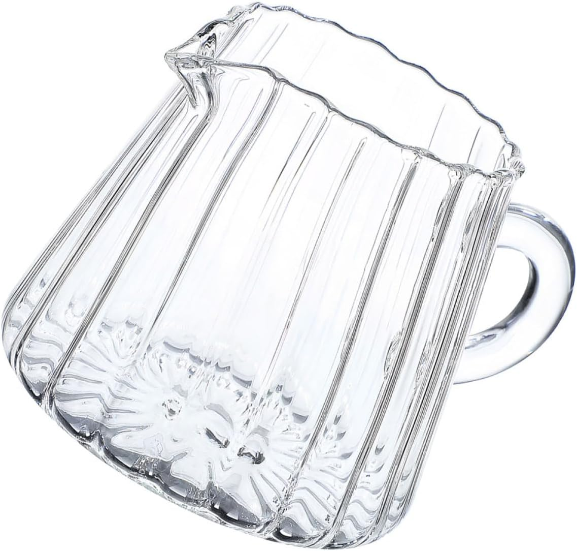 SECFOU Small Glass Pitcher 350Ml Milk Frothing Cup Beverage Pouring Pitcher with Handle for Coffee Espresso Use image number 4