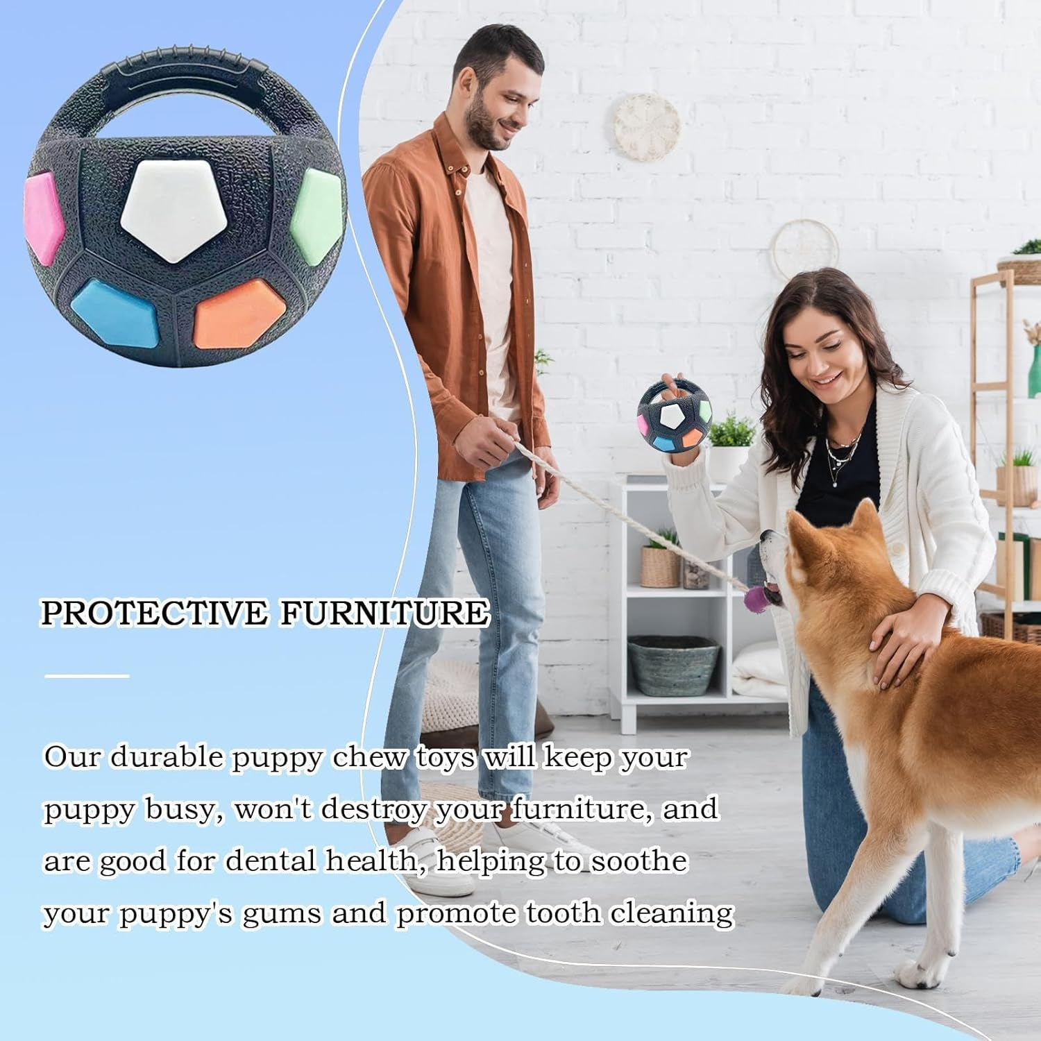 Dog Fetch Football | round Squeaky Interactive Toys - Dog Chewing Ball, Pet Training Supplies for Aggressive Chewers for Fetch and Play image number 2