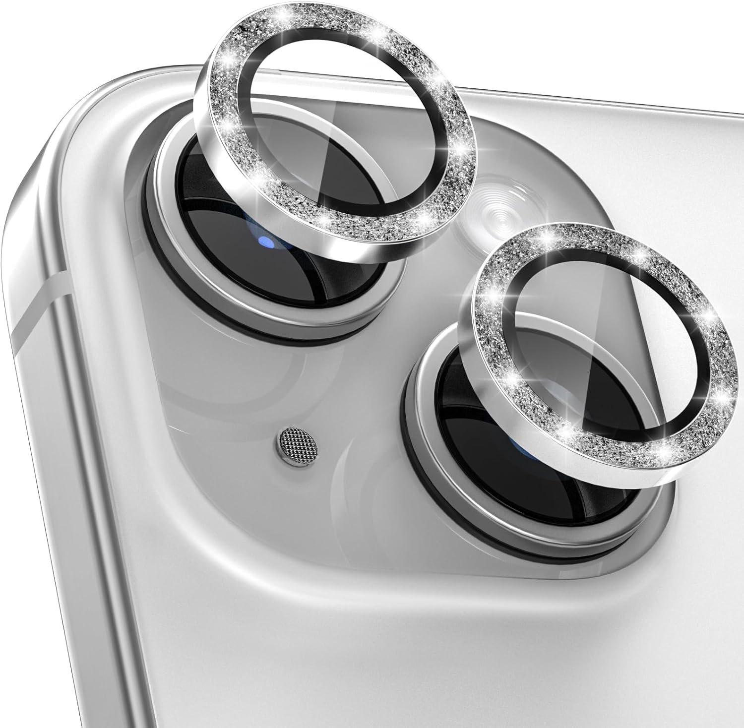 Cloudvalley for Iphone 15 Plus/Iphone 15 Camera Lens Protector, Ultra-Hd Tempered Glass Camera Cover [Case-Friendly] Metal Individual Lens Screen Protective Ring, Black