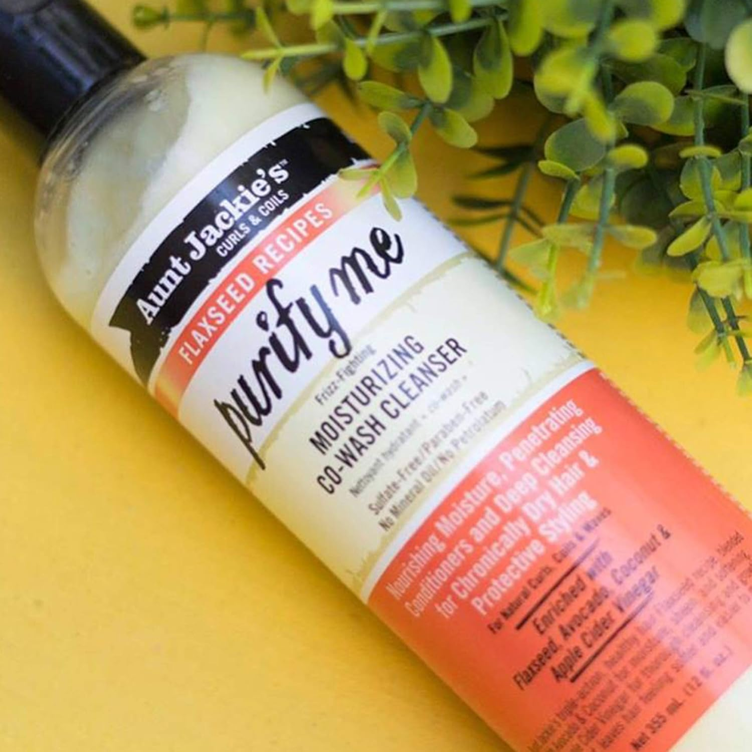 Aunt Jackie'S Flaxseed Recipes Purify Me, Moisturizing Co-Wash Cleanser, Penetrating Conditioners and Deep Cleansing for Chronically Dry Hair, 12 Ounce Bottle image number 2
