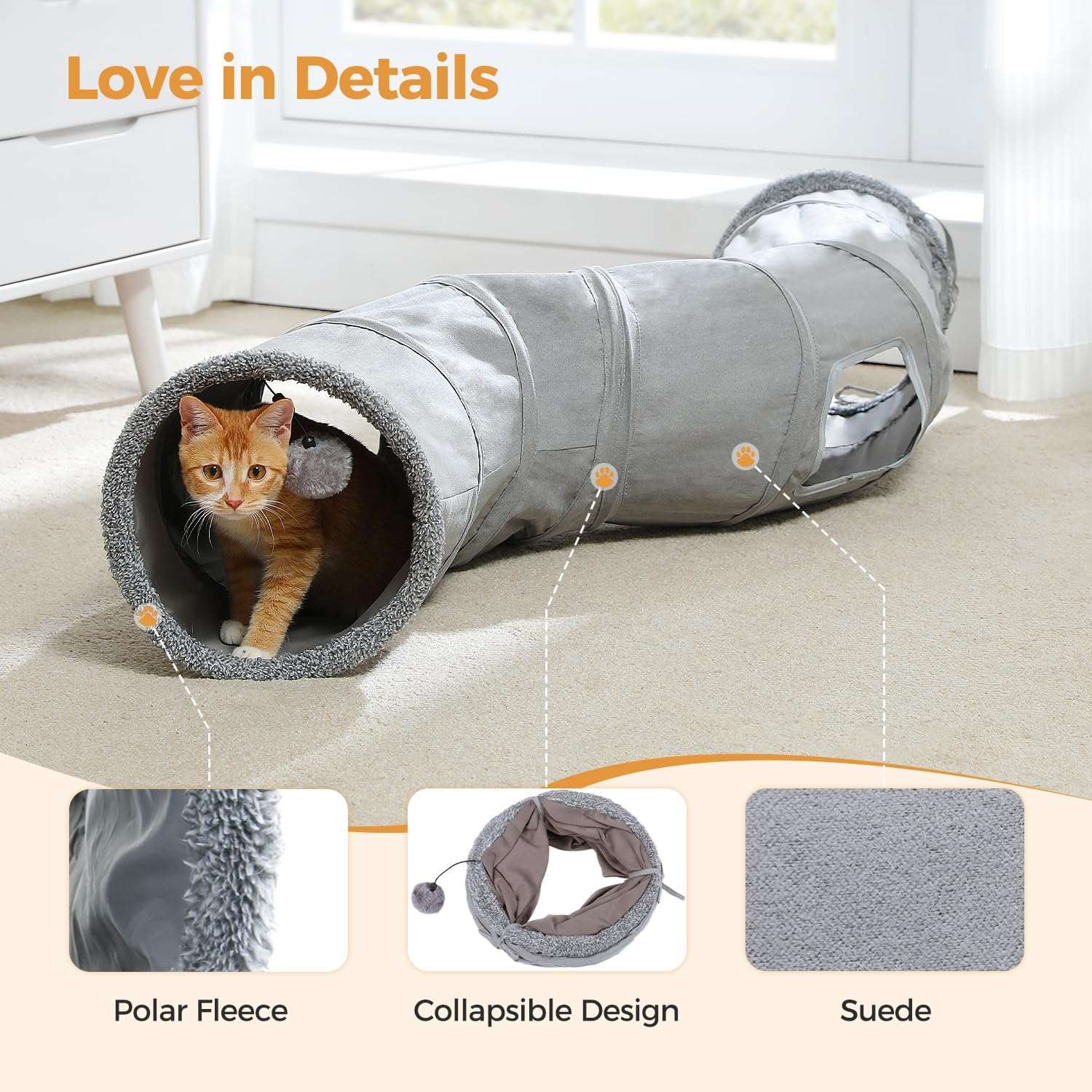 PAWZ Road Cat Tunnel Collapsible S Shape Cat Play Tube 10.5 Inches in Diameter image number 4