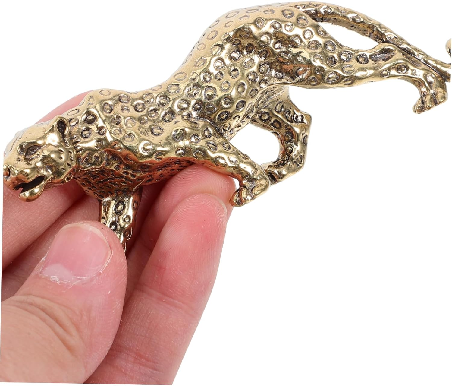 Luxshiny Brass Leopard Figurine Antique Sculpture Creative Brass Ornament for Desktop Decor Vintage Animal Statue Paperweight Decoration image number 3