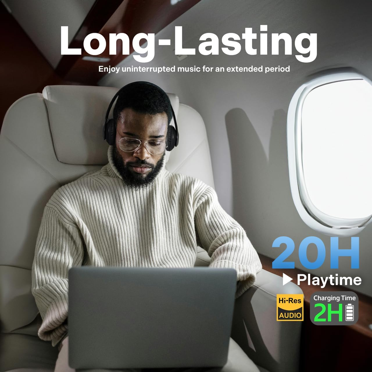 Ijoy Matte Finish Premium Rechargeable Wireless Headphones Bluetooth over Ear Headphones Foldable Headset with Mic (Stealth)