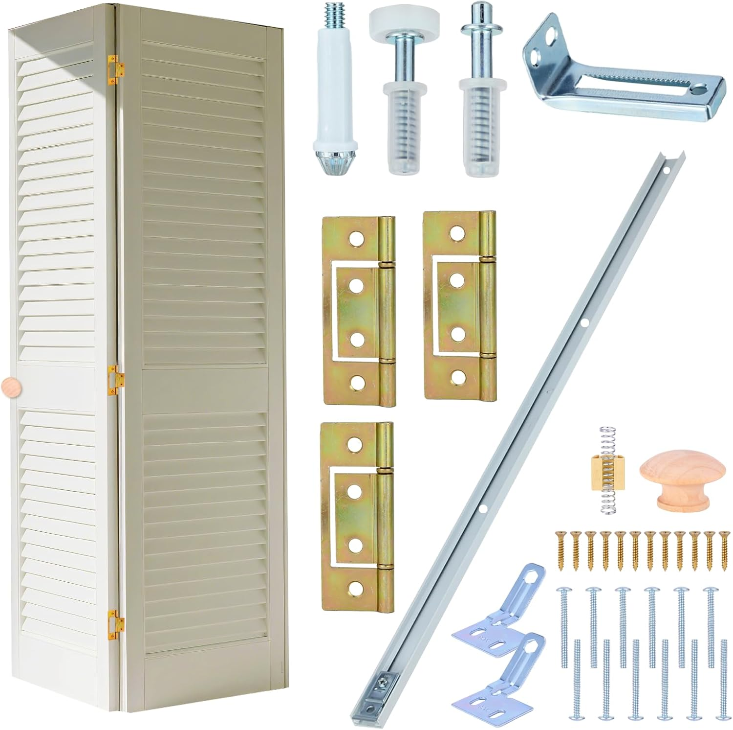 Bifold Closet Door Hardware Kit with 72" Tracks (2 &times; 36"), Lashow Complete Set for 4 Doors with Brackets, Pivots & Guide Wheels, for Bi-Fold Closet Door Hardware Used. image number 2