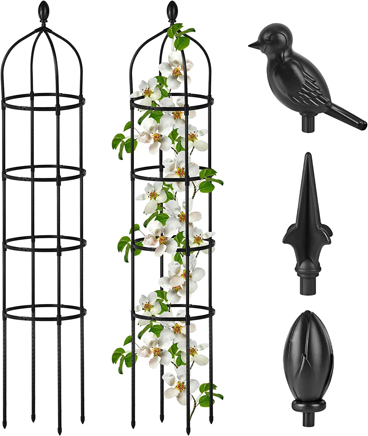 Garden Obelisk Trellis for Climbing Plants Outdoor 6 Ft Rose Bush round Trellis for Pots Rustproof Metal Plant Flower Trellises for Clematis Vine Jasmine Support Outdoor Indoor image number 2