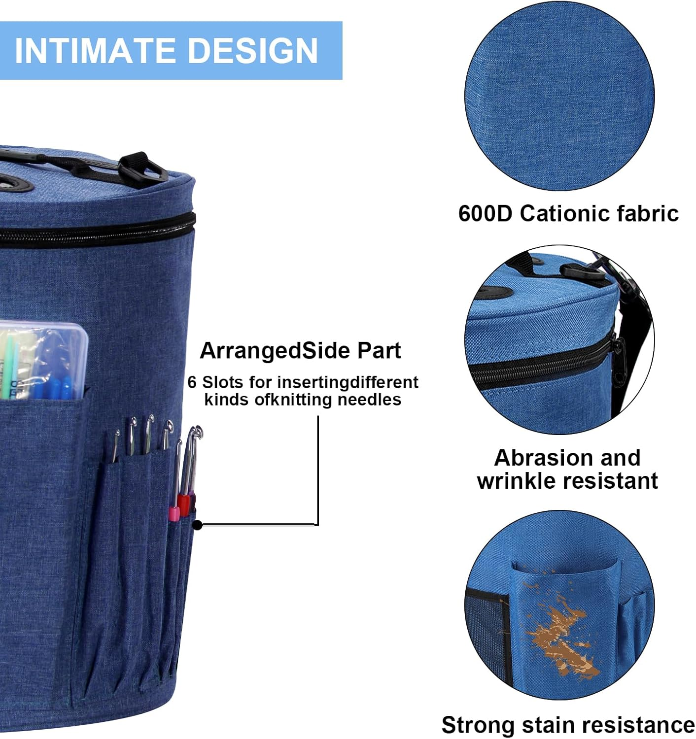 MIAOKE 79Pc Crochet Kit, Large Knitting Bag Yarn Storage Organizer, Crocheting Starter Kits with Waterproof Bag, Beginner Knitting Accessories Set, for Beginners Adults Travel Crochet Supplies - Purple image number 2