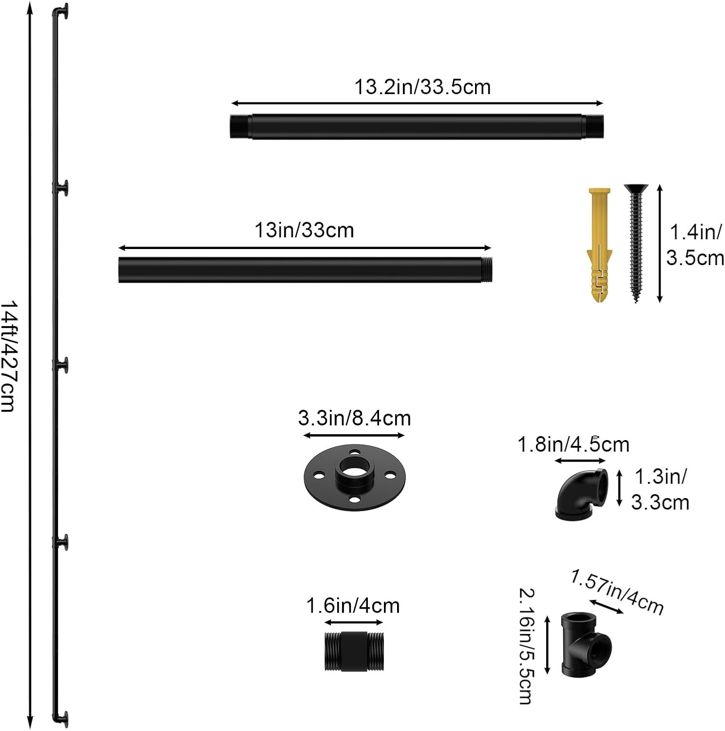 LIANTRAL 4.2M Stair Handrail for Indoor & Outdoor, Non-Slip Wrought Iron Banister with Industrial Design, Heavy Duty Safety Wall Mounted Banister Handrails for Elderly, Kids, Disabled image number 2