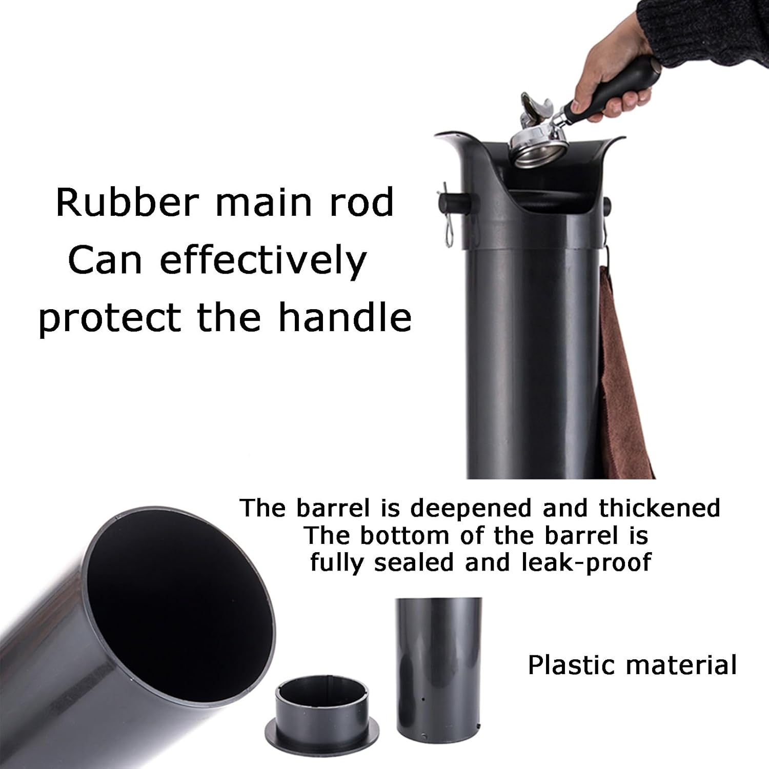 Floor Standing Coffee Knock Box, Large Capacity,With Towel and 10 Garbage Bags, for Household Milk Tea Shop Bar(Black) - White image number 5