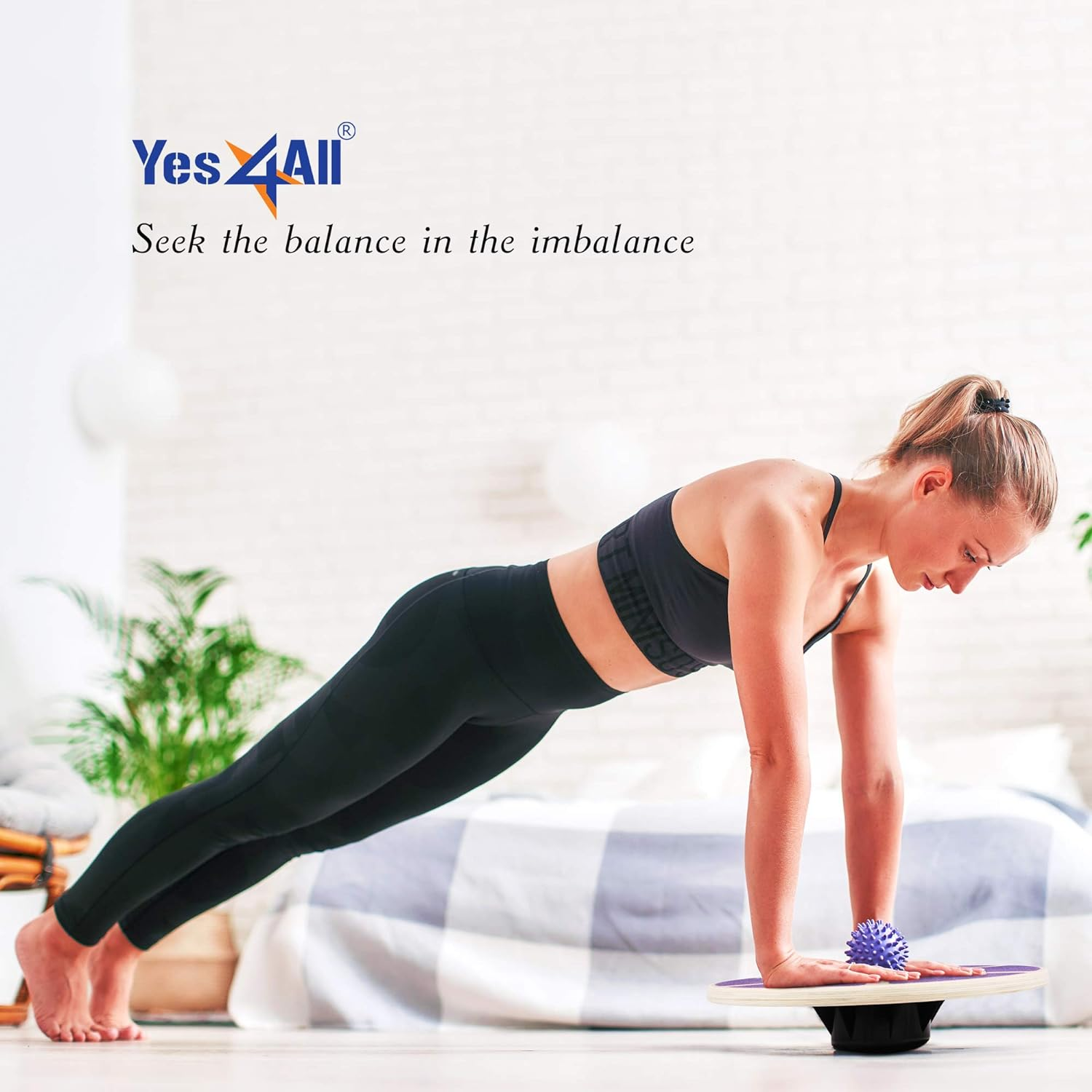 Yes4All Wooden Wobble Balance Board,Core Strength Exercise Fitness Accessory, Workout Stability Equipment, Standing Desk Use image number 5