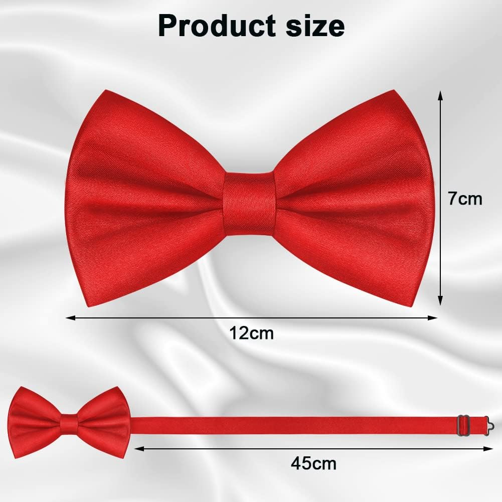 URAQT Men'S Bow Tie, Classic Solid Color Pre-Tied Bow Tie for Men, Satin Tux Bowtie, Adjustable Formal Neck Bowtie for Parties, Wedding image number 2