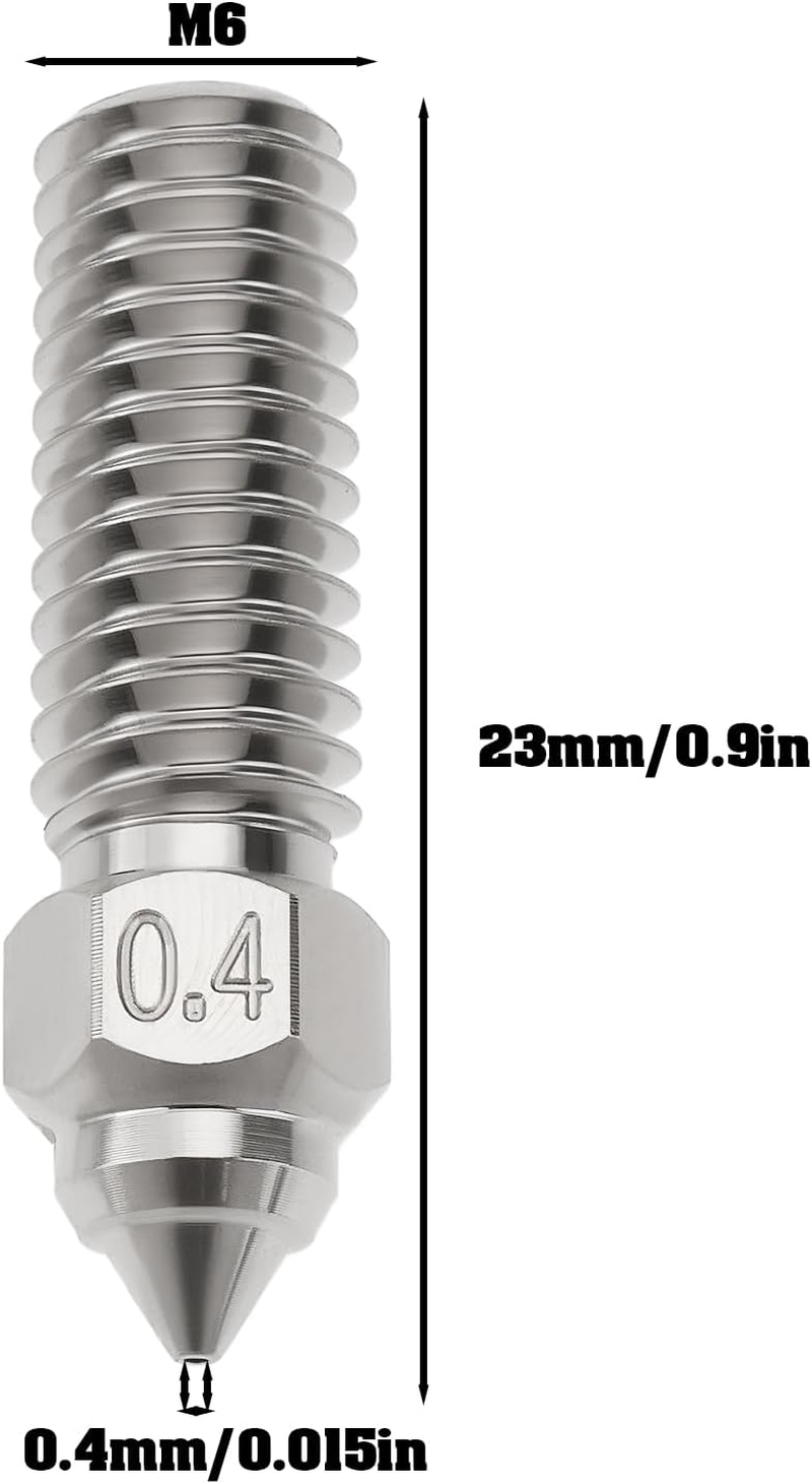 OTOTEC 2Pcs 0.4Mm 3D Printer Nozzle Chrome Zirconium Copper Compatible with Creality K1 K1 MAX Compatible with Ender 3 V3 KE CR-10 SE CR-M4 image number 5
