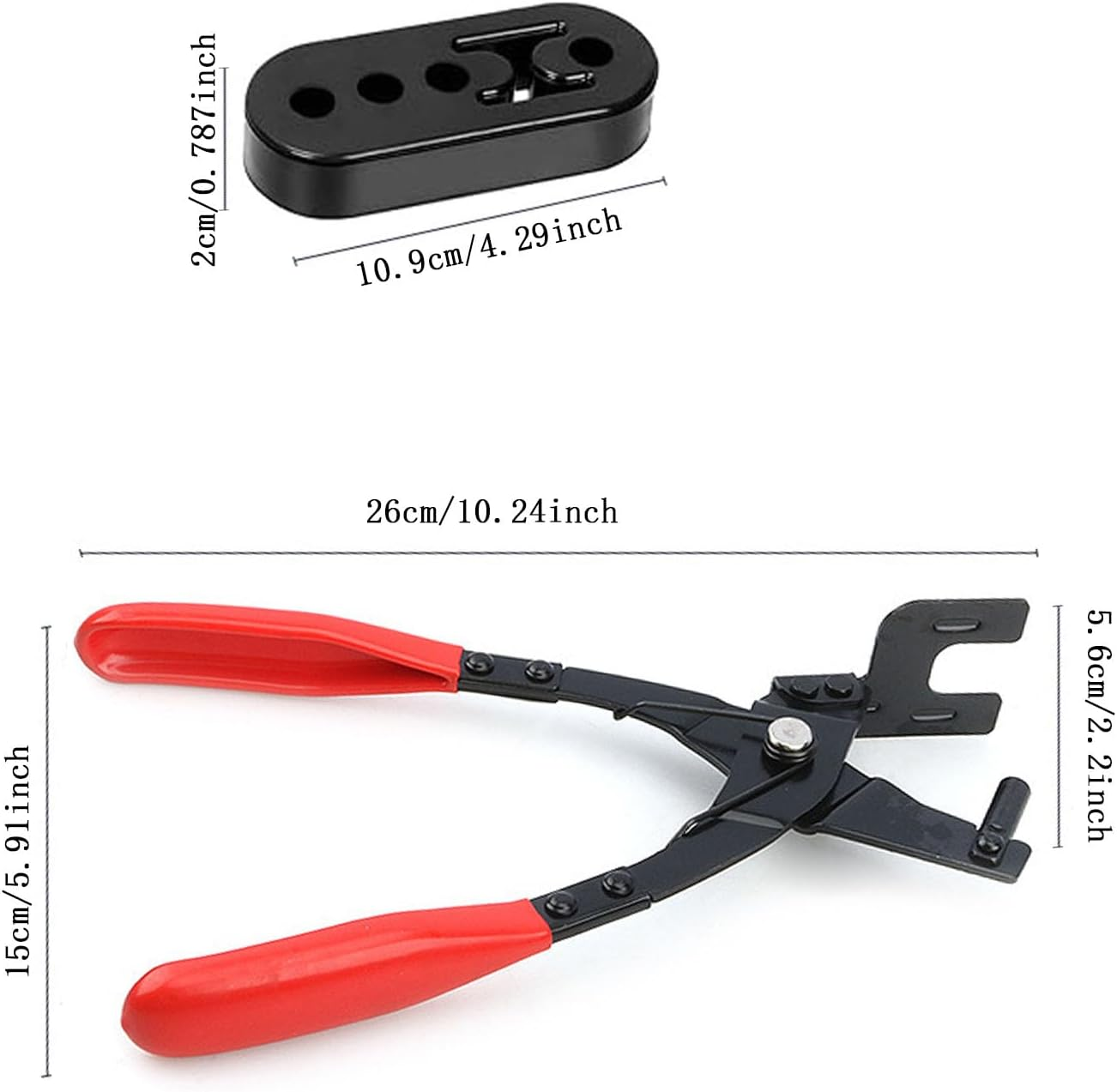 10" Exhaust Hanger Removal Pliers and 2 Hole Exhaust Hanger Rubber Set Universal Exhaust Insulators Muffler Hangers Removal Tool Rubber Isolator Rubber Hanger Support Removal Tool (3 Pcs) image number 1