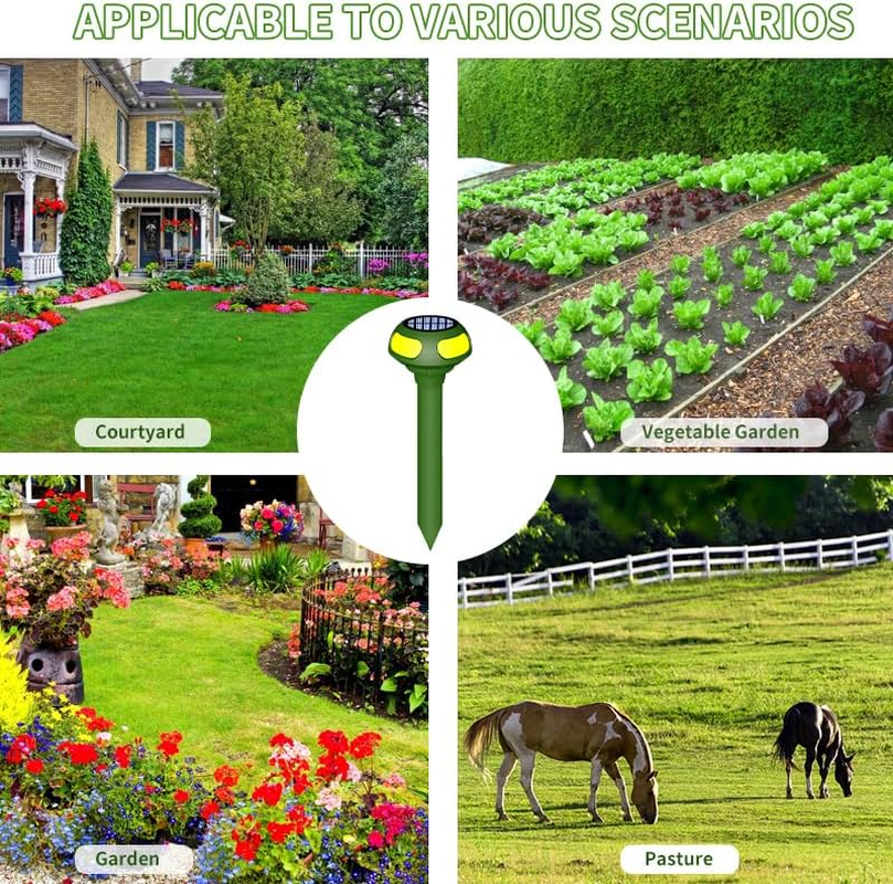 2 PCS Ultrasonic Mole Repellent, 4 Modes Solar Powered Mole Repellent, Outdoor Snake Repellent for Yard, Get Rid of Mole, Gopher, Snakes, Vole and Other Underground Pests for Yard Garden Lawn image number 3