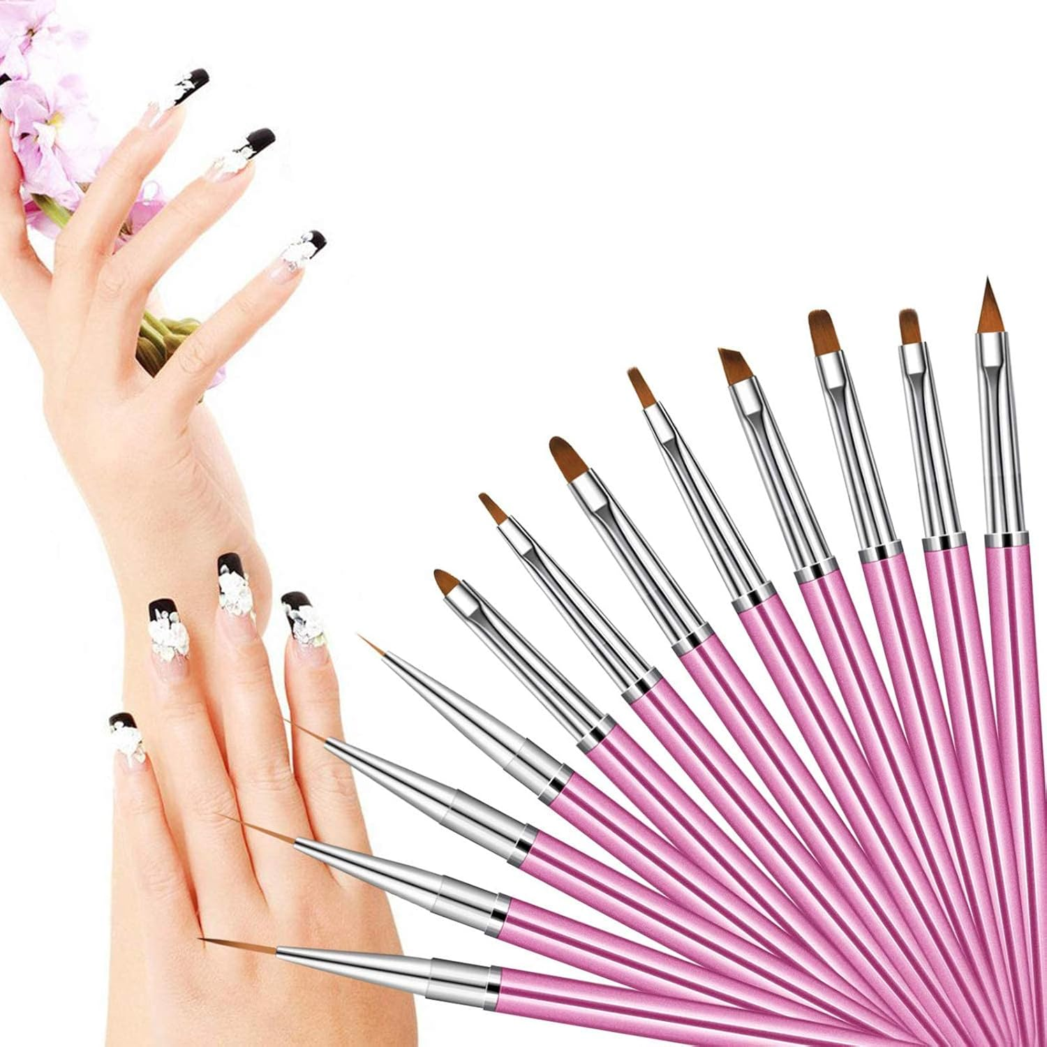 12 Pcs Nail Art Brush Set Nails Arts Painting Drawing Pen Design Manicure Tools image number 1