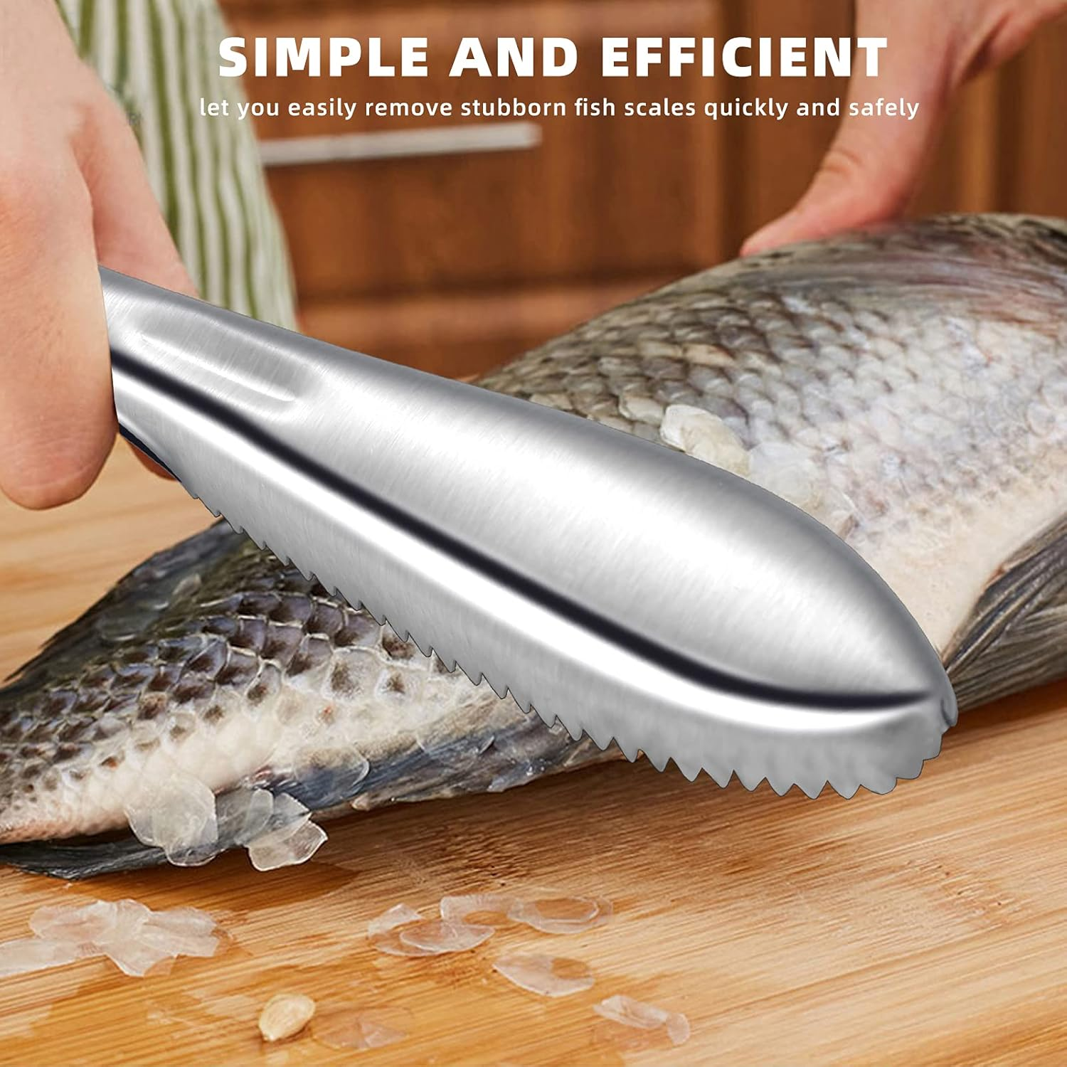 3Pieces Fish Scaler Remover Cleaner Fish Scaler Brush with Stainless Steel Sawtooth Easily Remove Fish Scales-Cleaning Brush Scraper for Chef and Home Cooks Kitchen Fish Cleaning Seafood Tools image number 4