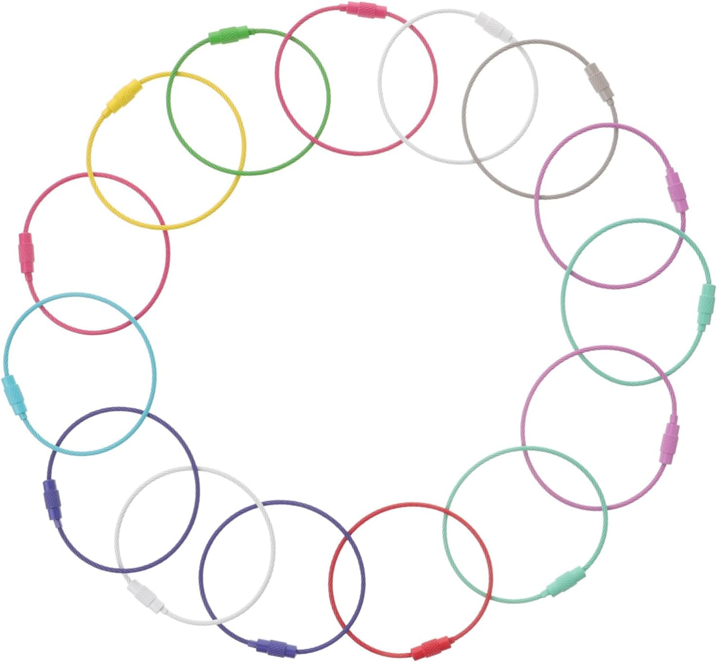 WOFASHPURET 60Pcs Keyring Circle Loop Lanyard Cable Wire Keychain Cable Luggage Tag Rings image number 1