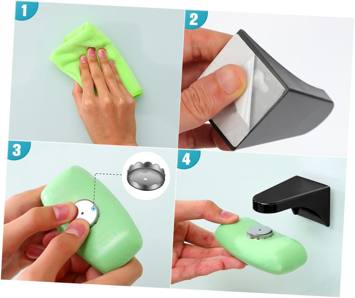 VICASKY 2Pcs Magnetic Soap Racks Bathroom Accessory Shower Soap Holder Wall Hanging Rack image number 1