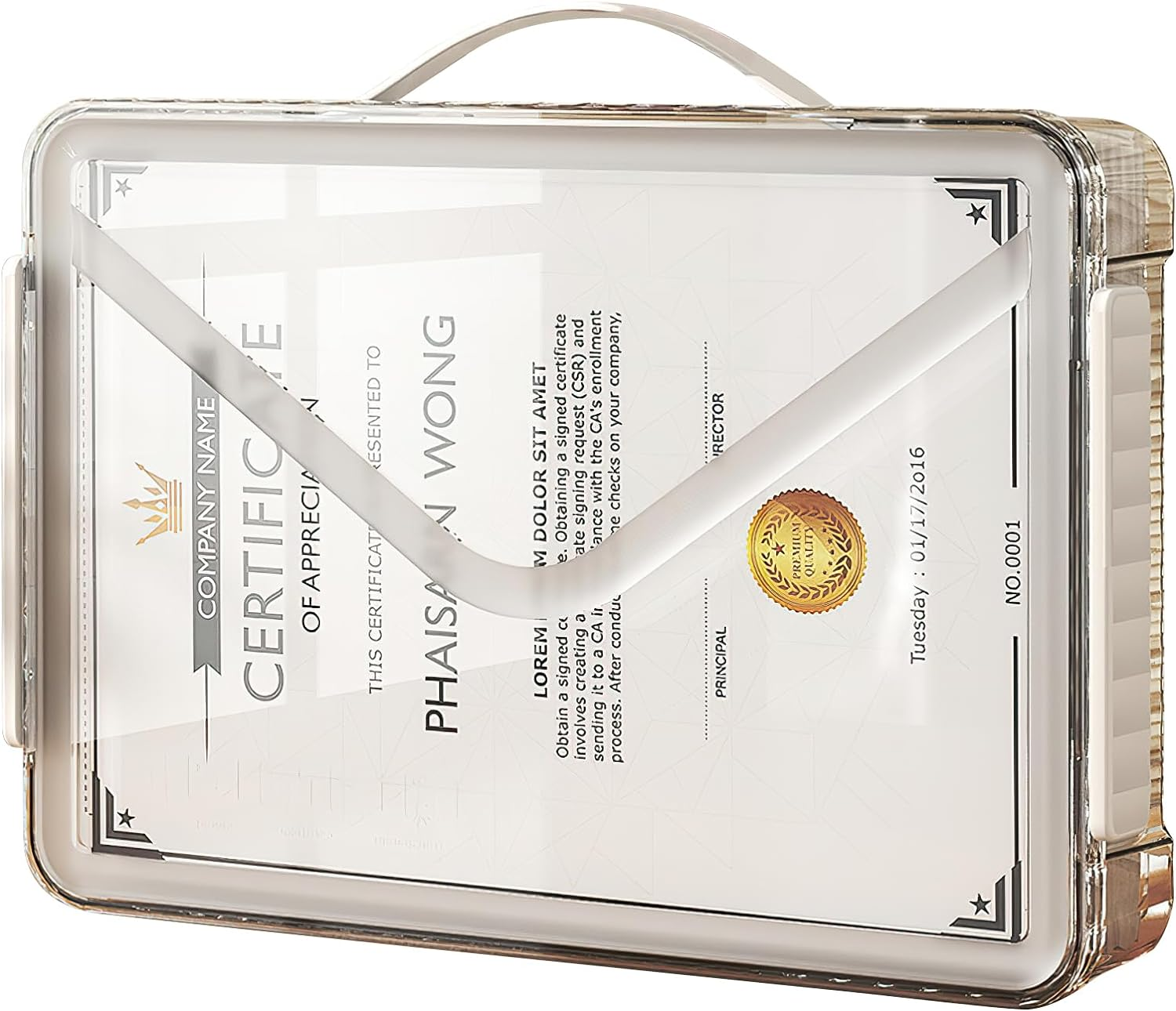 SAYEEC Plastic Storage Box Clear Stackable Storage Bins with Lids and Handle Large Capacity Storage Containers File Protector Case Organizer Portable Project Case for A4 Paper Photo Scrapbook Document