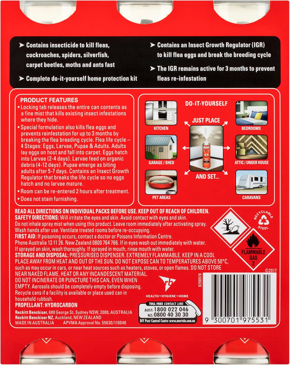 Mortein Powergard Flea & Crawling Control Bomb 125 G (Pack of 3) image number 6