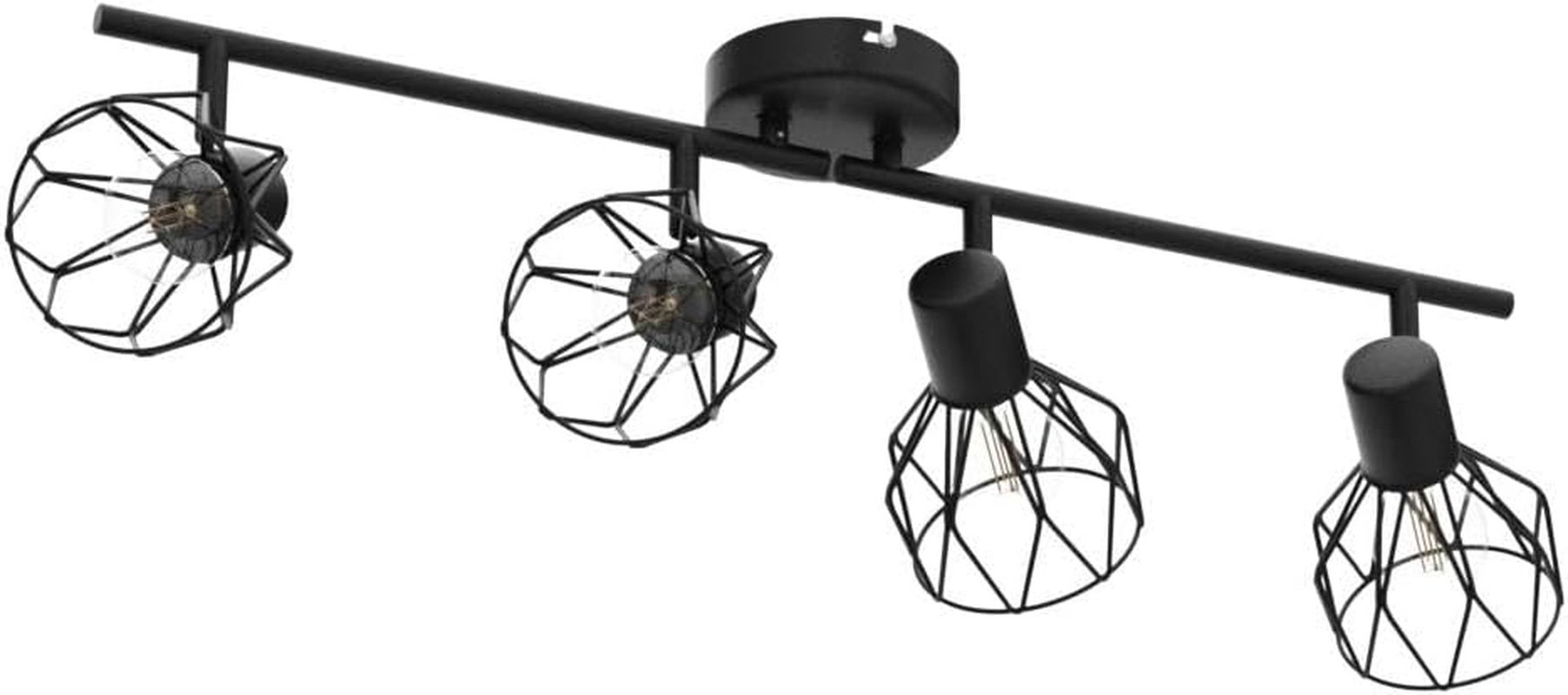 Spot Light Fittings for Ceilings Adjustable Metal Wire Cage Kitchen Spotlight Ceiling Lights with E14 Base Black 4 Way Ceiling Light Industrial for Bedroom Hallway Living Room Shop - Black 2 Spot image number 6