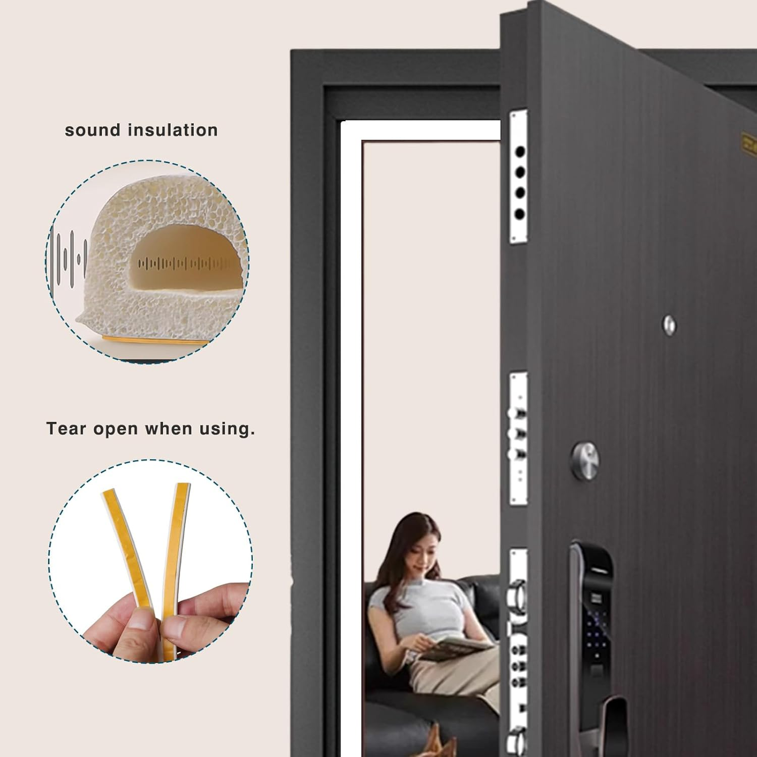 Kaoruo Door Weather Stripping Seal Strip &ndash; 6M Self-Adhesive D-Type Foam Tape for Doors & Windows, Soundproof, Insulation & Draft Stopper image number 3