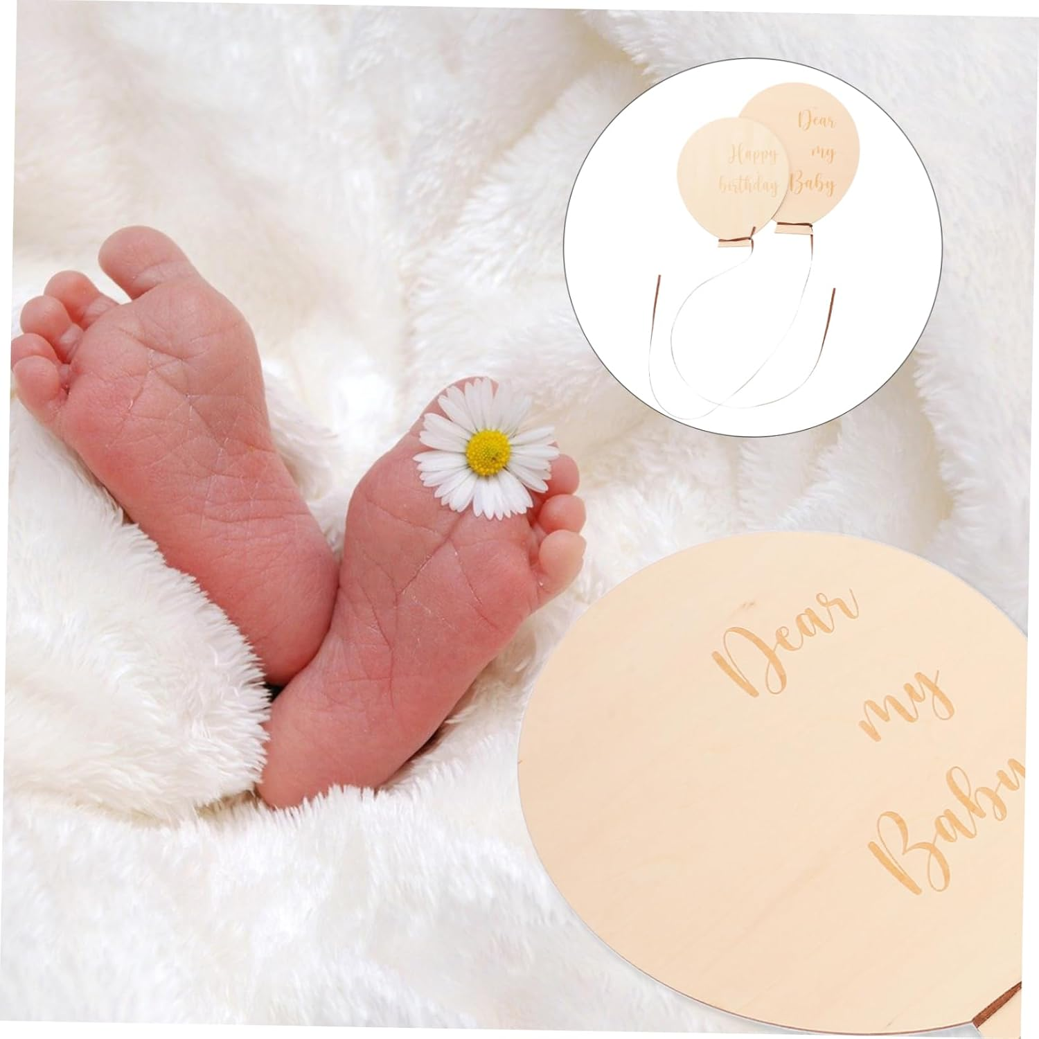 Hohopeti 2Pcs Wooden Milestone Cards DIY Month Milestone Sign for Newborns Cherished Souvenir for Girl Boy for Photography and Home Decoration image number 3