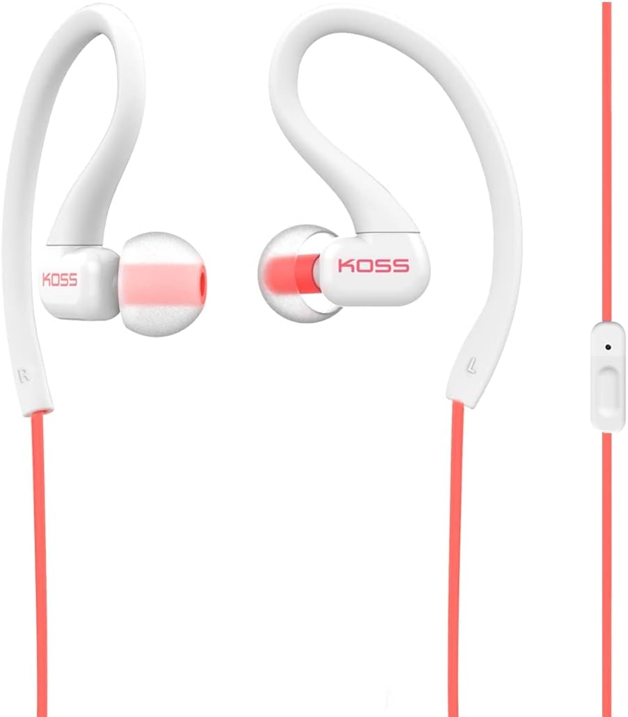 Koss Ksc32I C Sport Clip Headphones, Coral