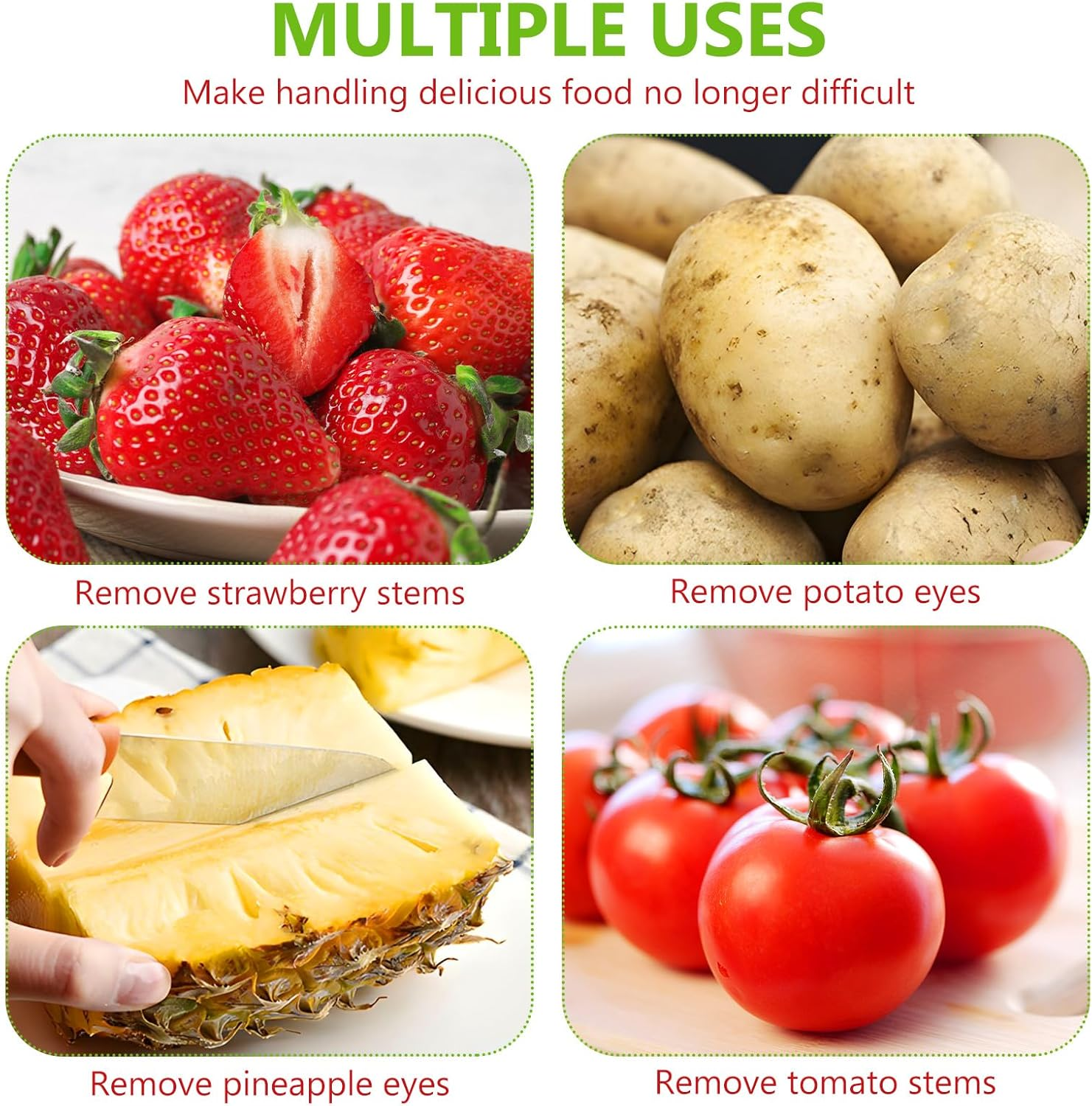 Strawberry Slicer/Cutter/Corer and Huller - Fruit Leaf Stem Remover Tool, Egg Slicer Kitchen Gadget for Dessert and Cake Decorations (Slicer+Corer) image number 4