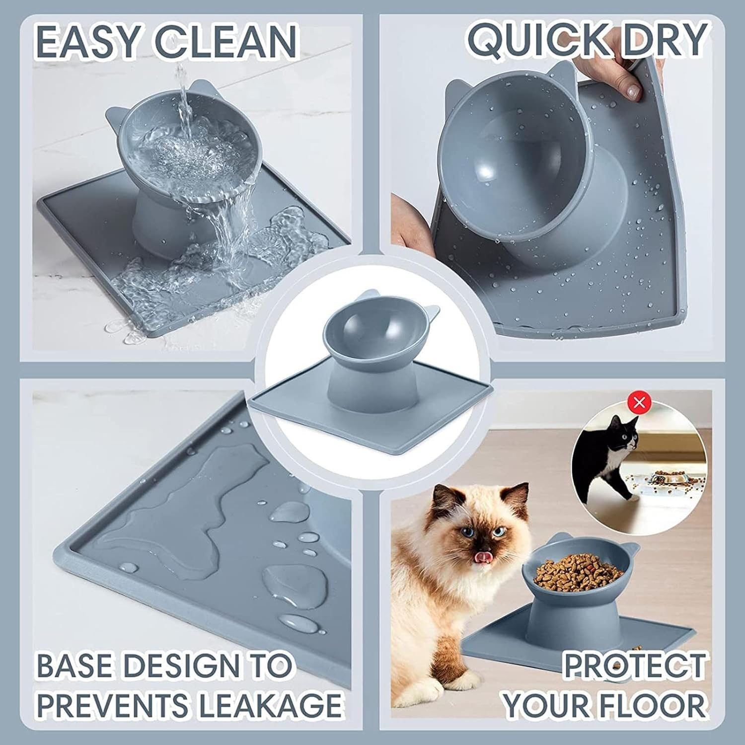 Raised Cat Food Bowls - Elevated Silicone Cat Dish for anti Vomiting | Orthopedic Cat Bowls for Indoor Cats, Non Slip Cat Dish for Puppy Pet Borato image number 5
