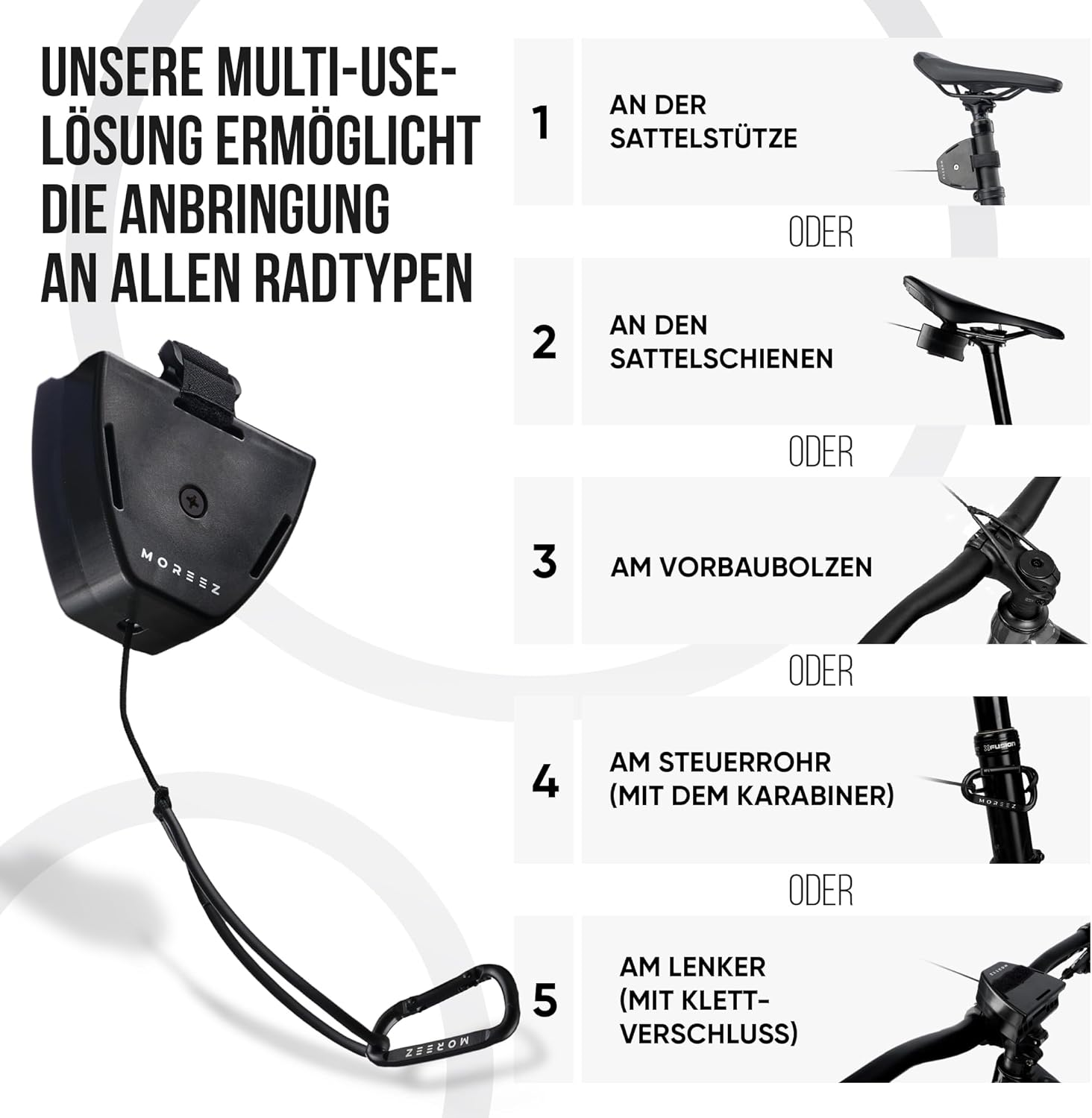 MOREEZ Bicycle Tow Rope for Children and Adults [For All Bike Types] Easy to Attach and Uncouple, Seconds Months, Tensile Load up to 120 Kg, E-Bike, Woom Bike, Mountain Bike Order Now! image number 3