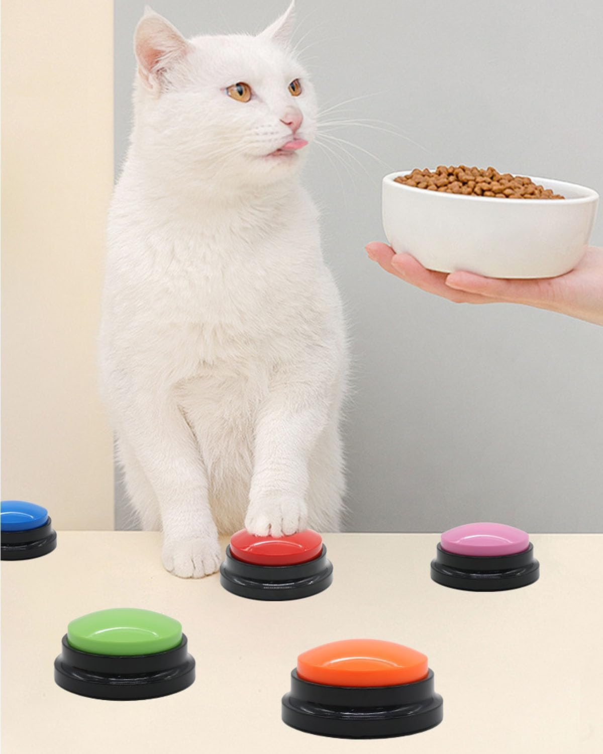 Dog Buttons for Communication 2 Pack, Recordable Pet Training Buttons, Easy-To-Use Talking Buzzers (Purple + Rose) image number 2