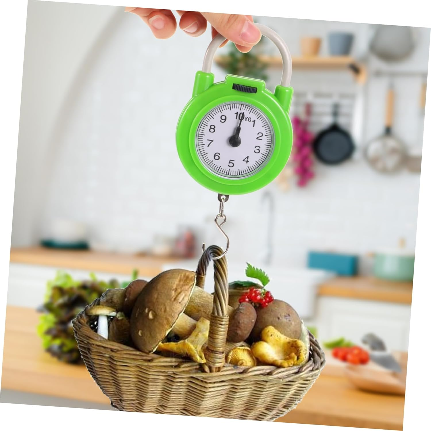 HIAKDOFT Portable Spring Scale for Luggage Travel High-Precision Small Manual Suitcase Weight Scale with Hook Fluorescent Green Compact Handheld Tool