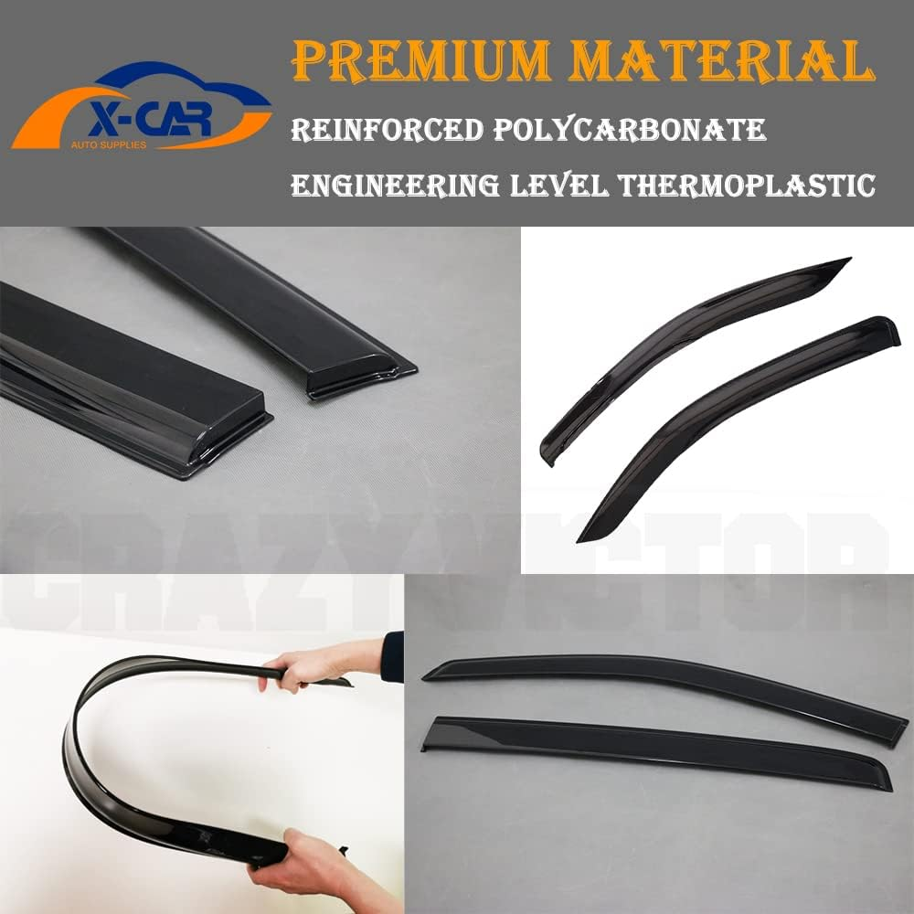 X-CAR Premium Weathershields Car Window Visor Compatible with Toyota Hilux Single Cab 2015-2025