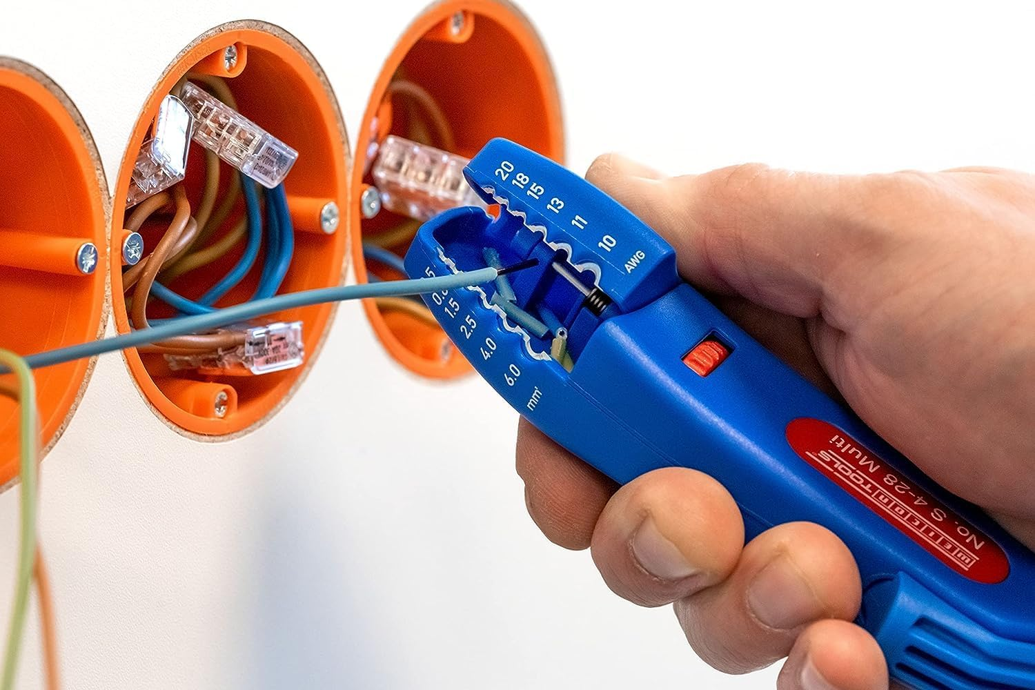 WEICON S4-28 Multi-Cable Knife, Blue/Red, One Size, 50057328 image number 1