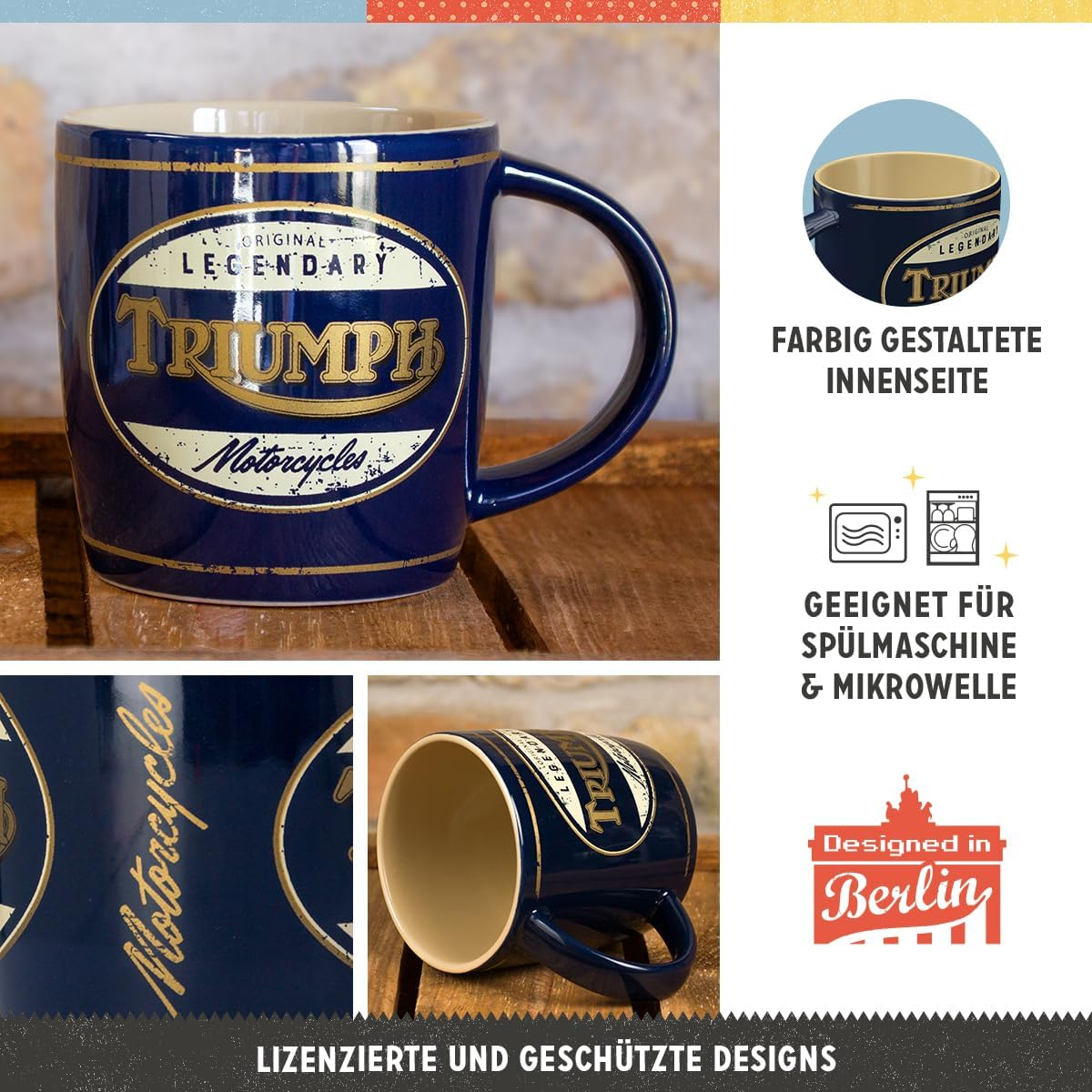 Nostalgic-Art Retro Coffee Mug 330Ml Triumph - Legendary Motorcycles - Gift Idea for Bikers Original Licensed Product (OLP) Ceramic Mug for Coffee Vintage Design image number 4