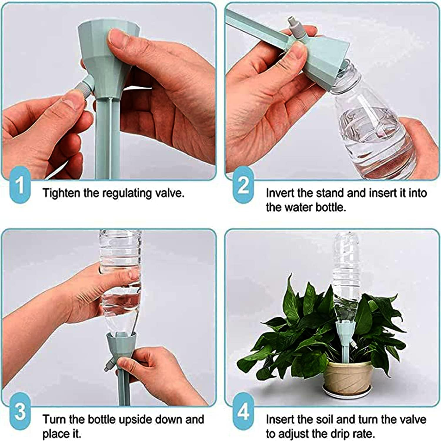 Self Plant Watering Spikes, Auto Bottle Drippers Irrigation Devices, Vacation Automatic Plants Water System with Adjustable Waterer Slow Release Control Valve Switch Design for House, Garden