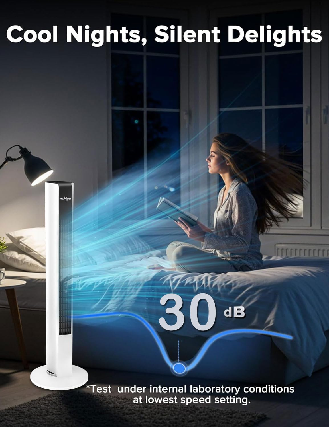 TUXOIUBA Tower Fan for Bedroom, 90&deg; Oscillating Fan with Remote, 86CM Quiet Cooling Fan with 3 Speeds Multiple Modes,8H Timer, Bladeless Standing Fan Floor Fan for Bedroom Home Office Indoor image number 4