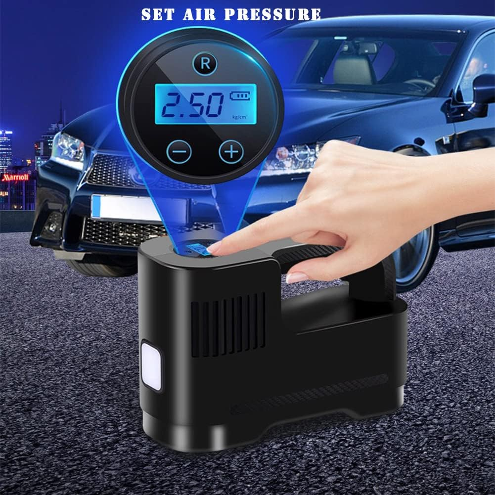 Tire Air Compressor Portable Wireless Tire Inflator Pump Digital Screen with LED Ligh for Car Bicycle Balls Kayak